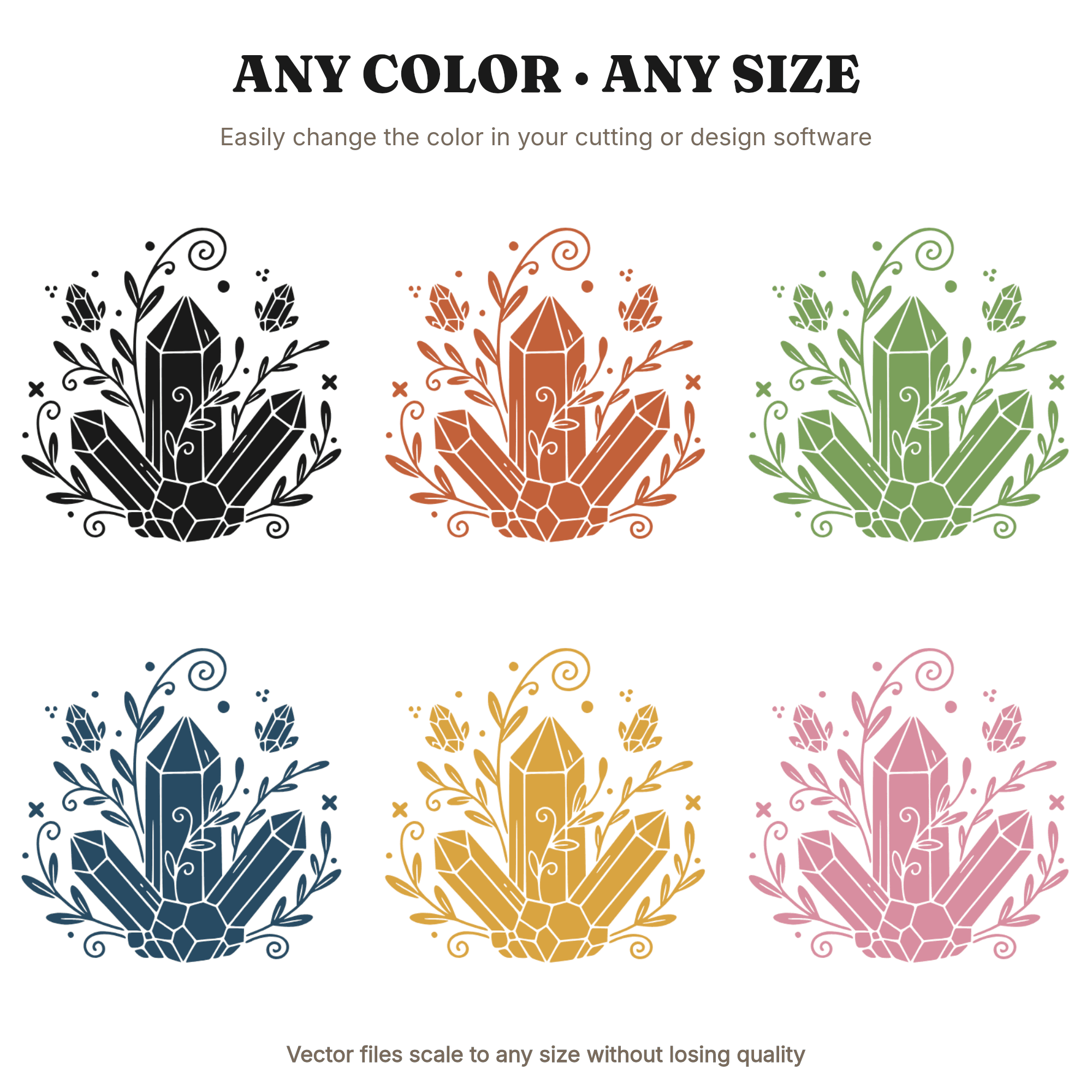 Asymmetric Crystal Cluster SVG PNG, Cottagecore Floral Silhouette, Geometric Nature Cut File, view 2