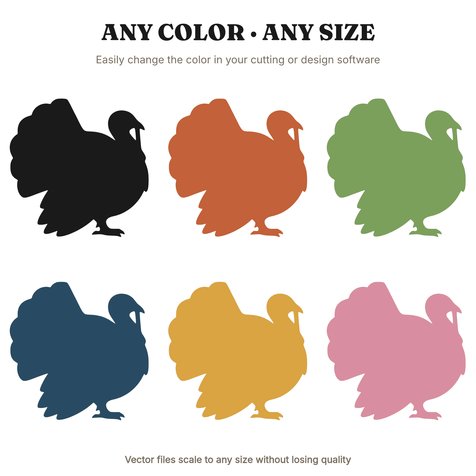 Nordic Turkey SVG PNG, Thanksgiving Turkey Silhouette Cut File, Scandinavian Folk Art Turkey, view 2