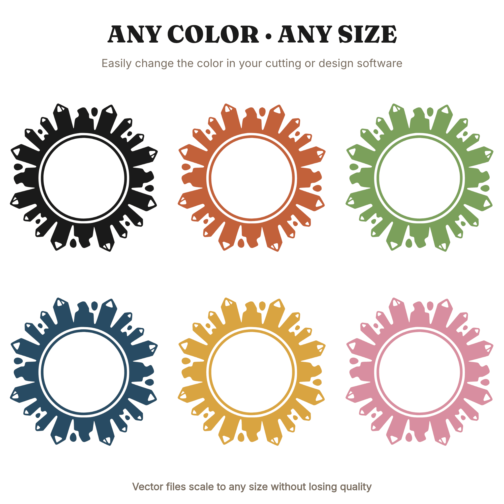 Crystal Cluster Wreath SVG PNG Wedding Monogram Frame Geometric Blob Abstract Cut File, view 2