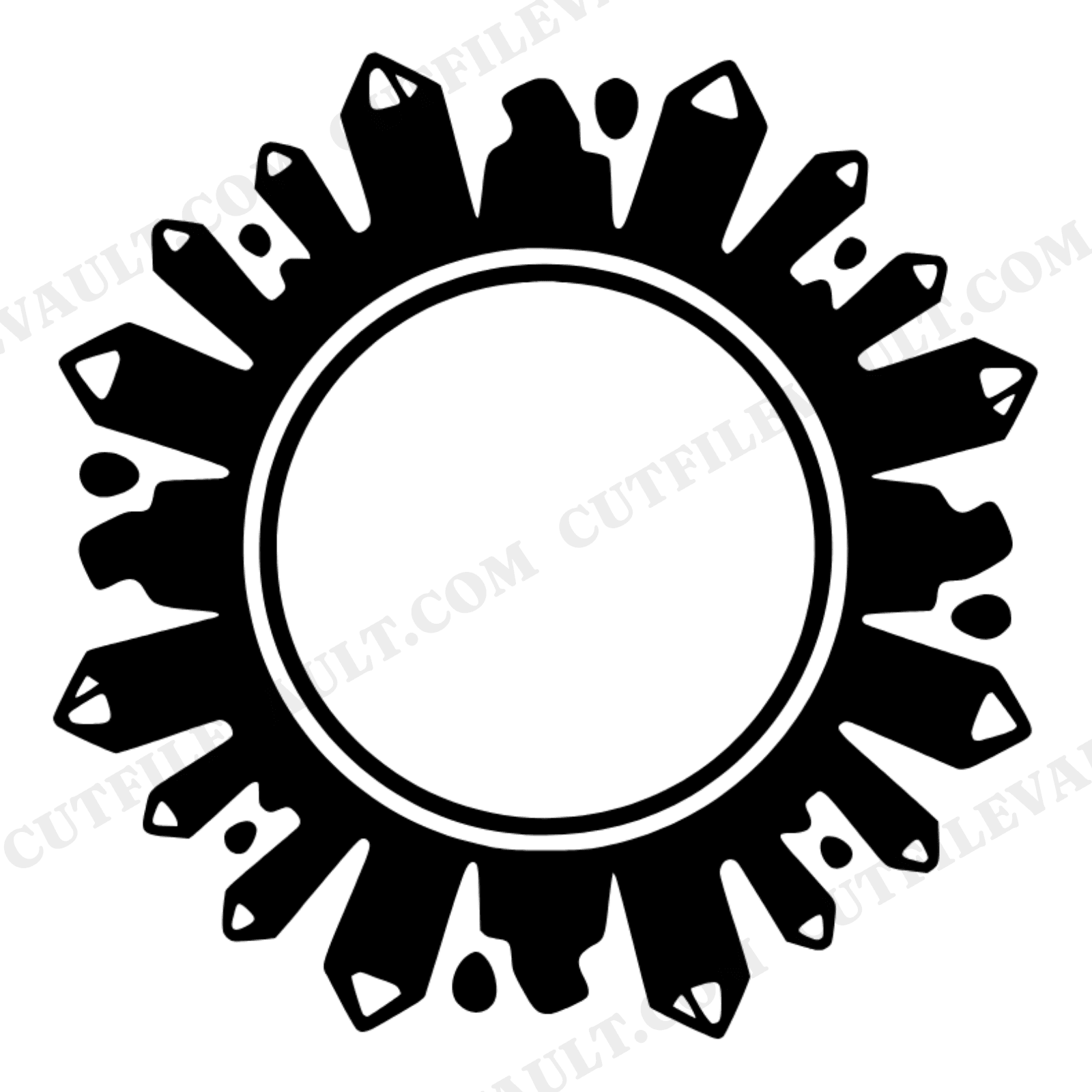Crystal Cluster Wreath SVG PNG Wedding Monogram Frame Geometric Blob Abstract Cut File, view 1