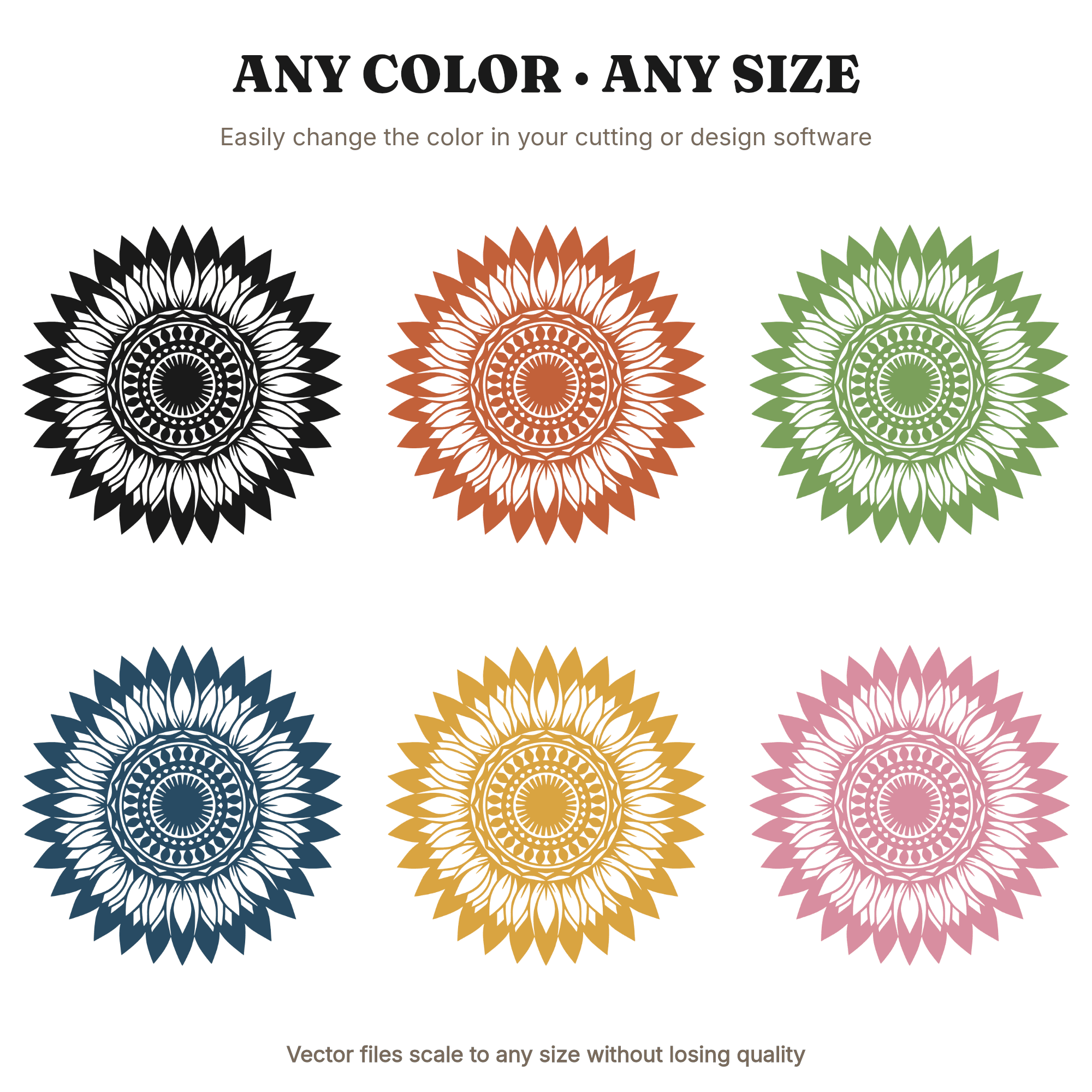 Sunflower Mandala SVG PNG Overhead Medallion First Day of Fall Boho Geometric Cut File, view 2
