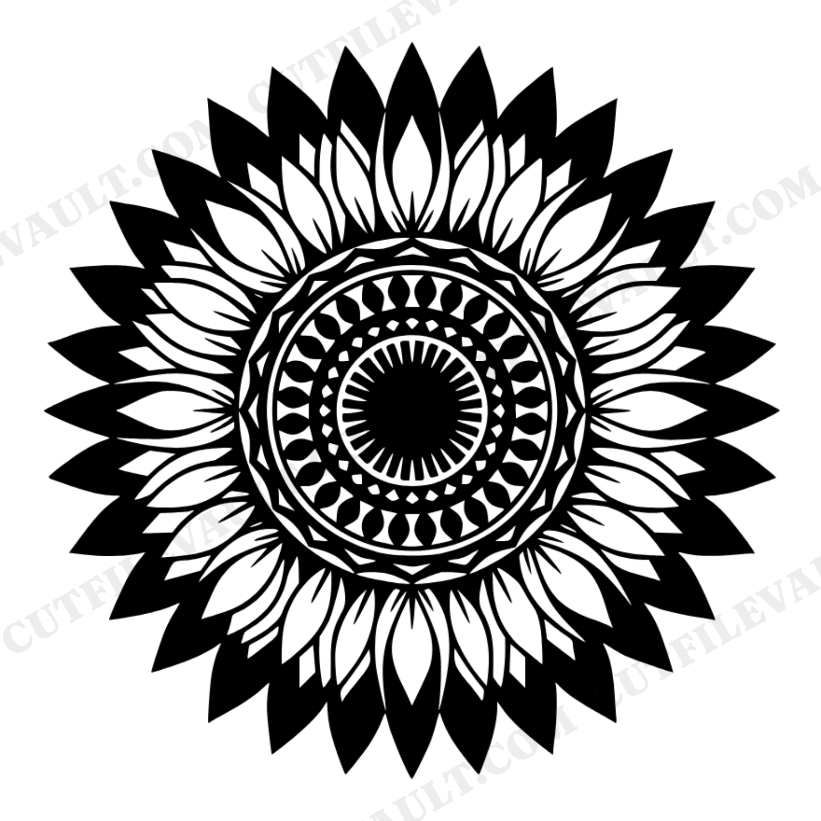 Sunflower Mandala SVG PNG Overhead Medallion First Day of Fall Boho Geometric Cut File, view 1