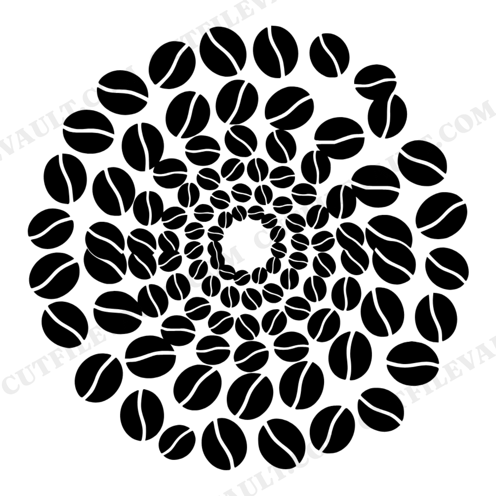Spiral Coffee Bean Scatter SVG PNG, Modern Brutalist Coffee Silhouette Cut File for Vinyl, view 1