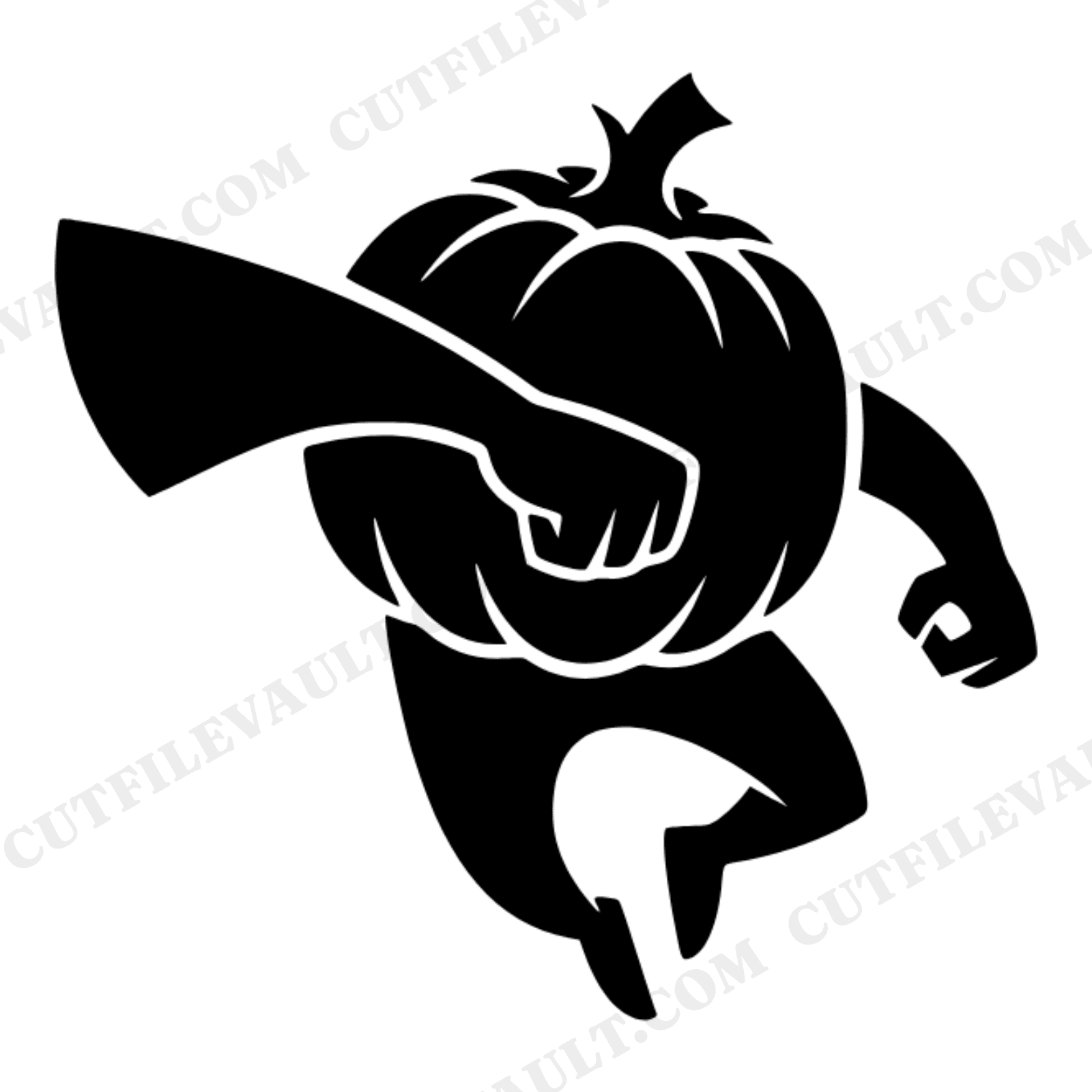 Pumpkin Mascot Mid Air Slam Dunk SVG PNG Brutalist Sports Team Fall Cut File for Cricut, view 1
