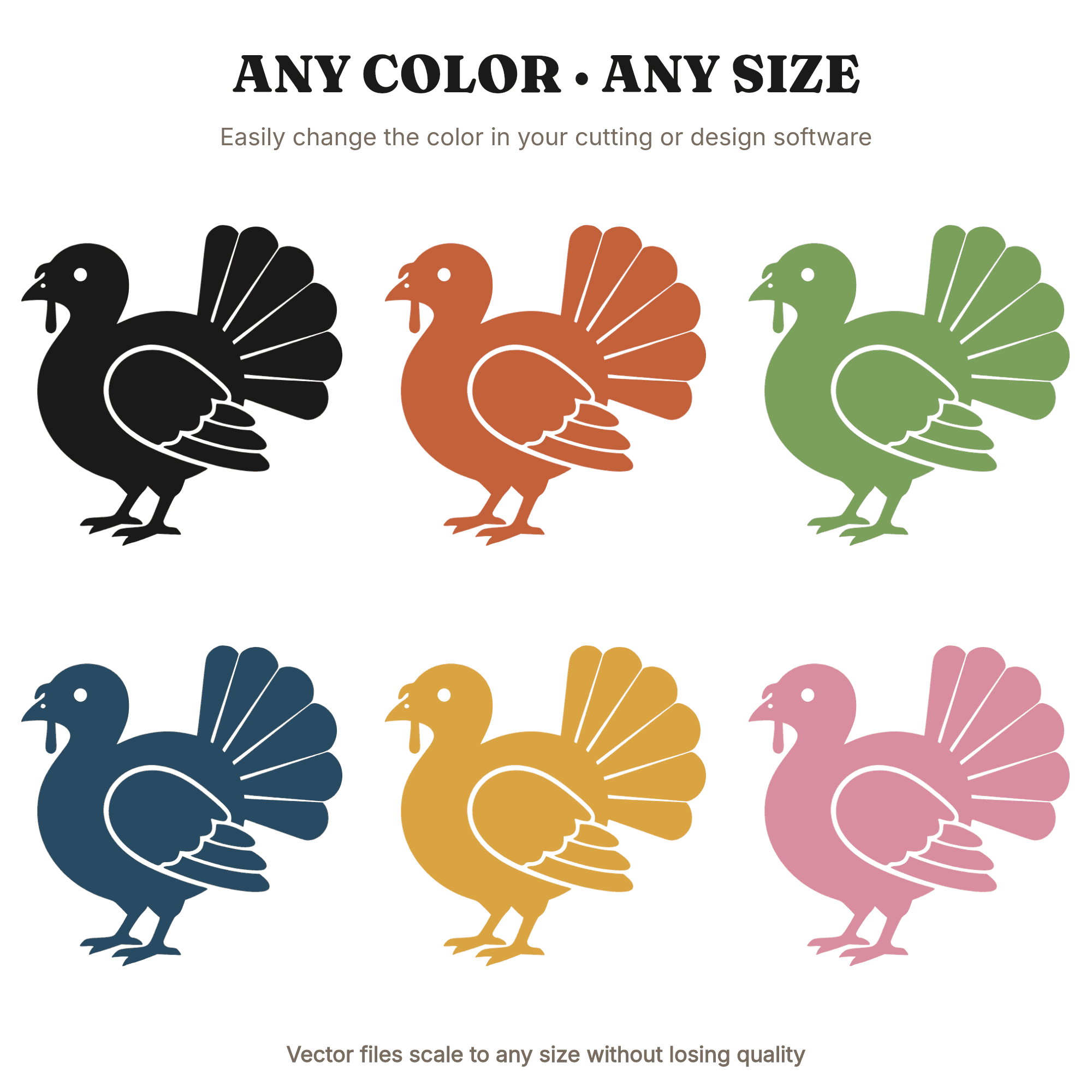 Art Deco Baby Turkey SVG PNG, Geometric Turkey Silhouette Cut File for Thanksgiving Nursery Decor, view 2