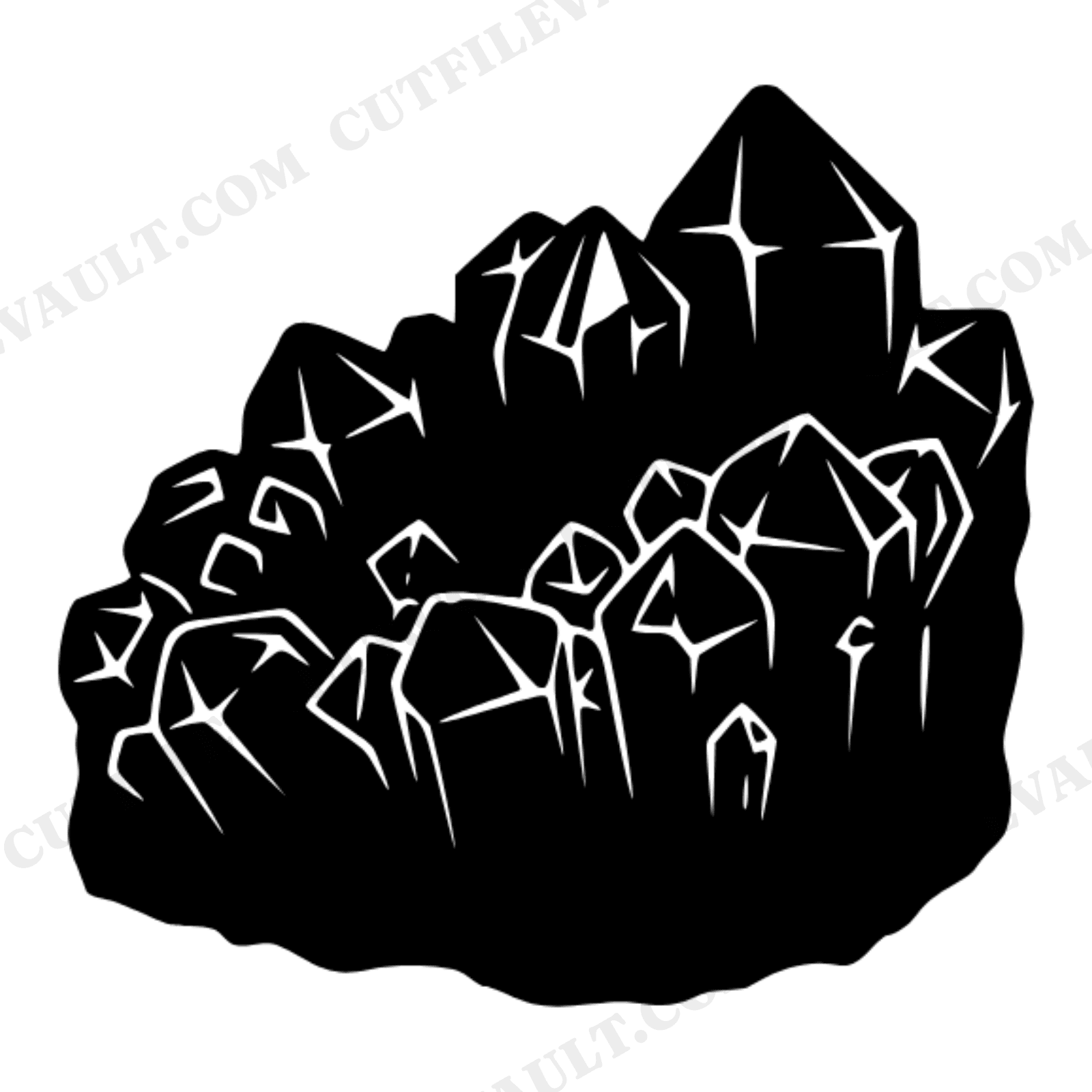 Amethyst Crystal Cluster SVG PNG, Scandinavian Line Art Mineral Cut File, Organic Nature Design, view 1