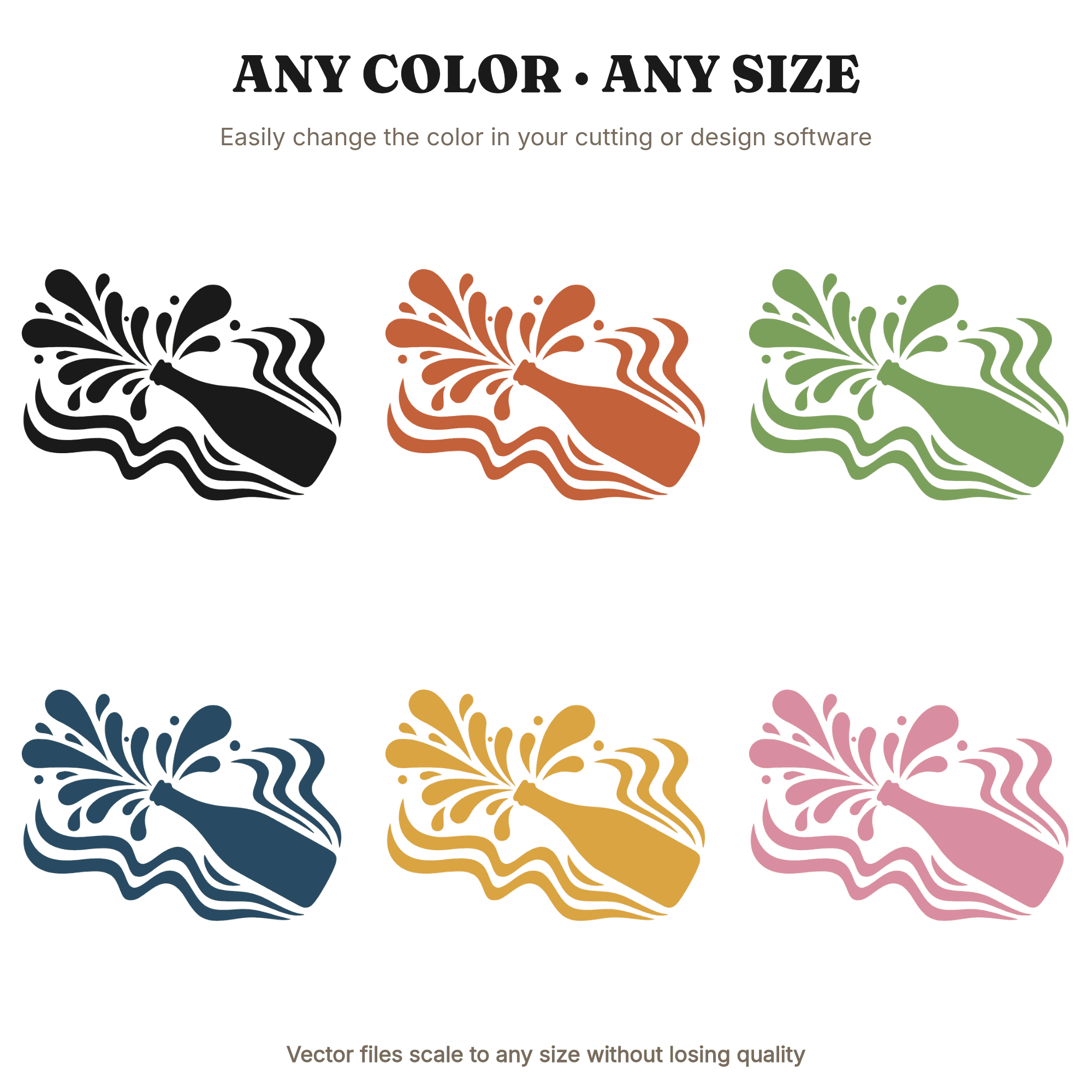 Champagne Pop Retro 70s Wave SVG PNG, Groovy Wedding Celebration Bottle Silhouette Cut File, view 2