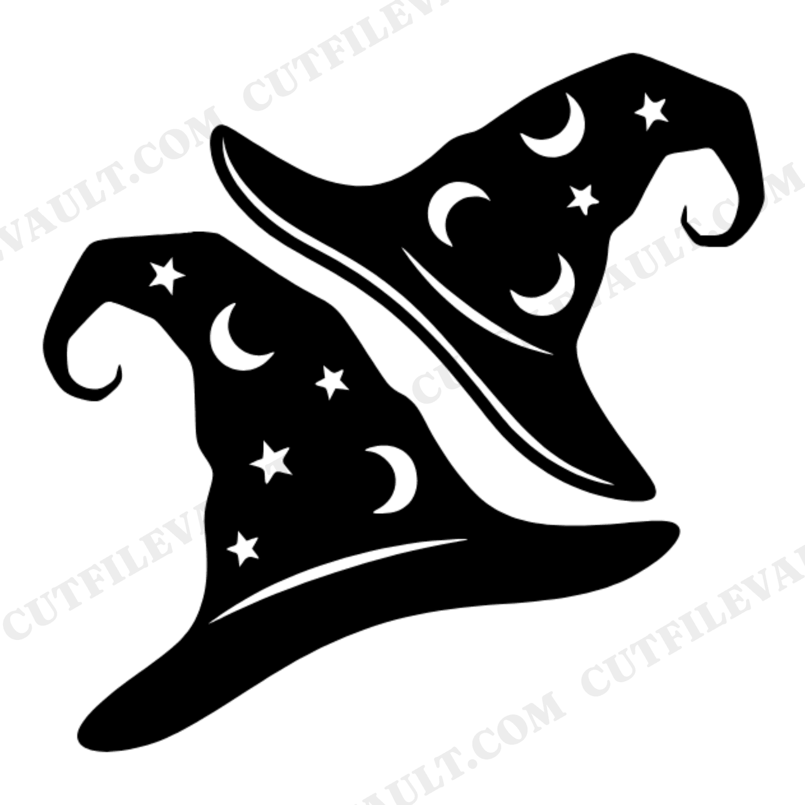Stacked Witch Hats SVG PNG, Celestial Moon Stars Halloween Cut File, Farmhouse October Decor