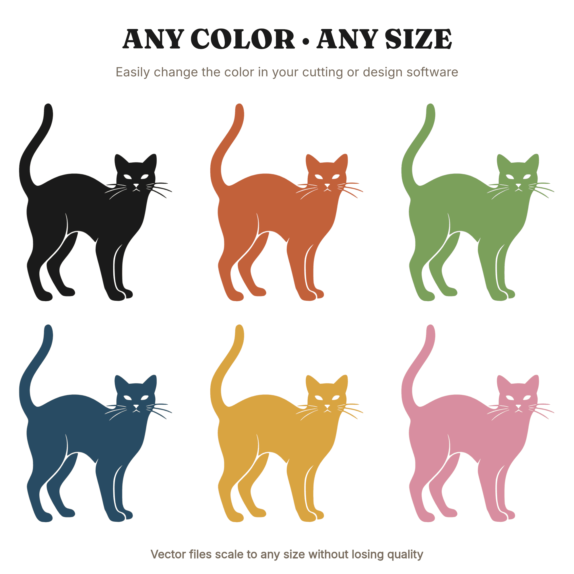 Arched Black Cat SVG PNG Single Line Silhouette Halloween Boho Minimalist Cut File for Cricut, view 2