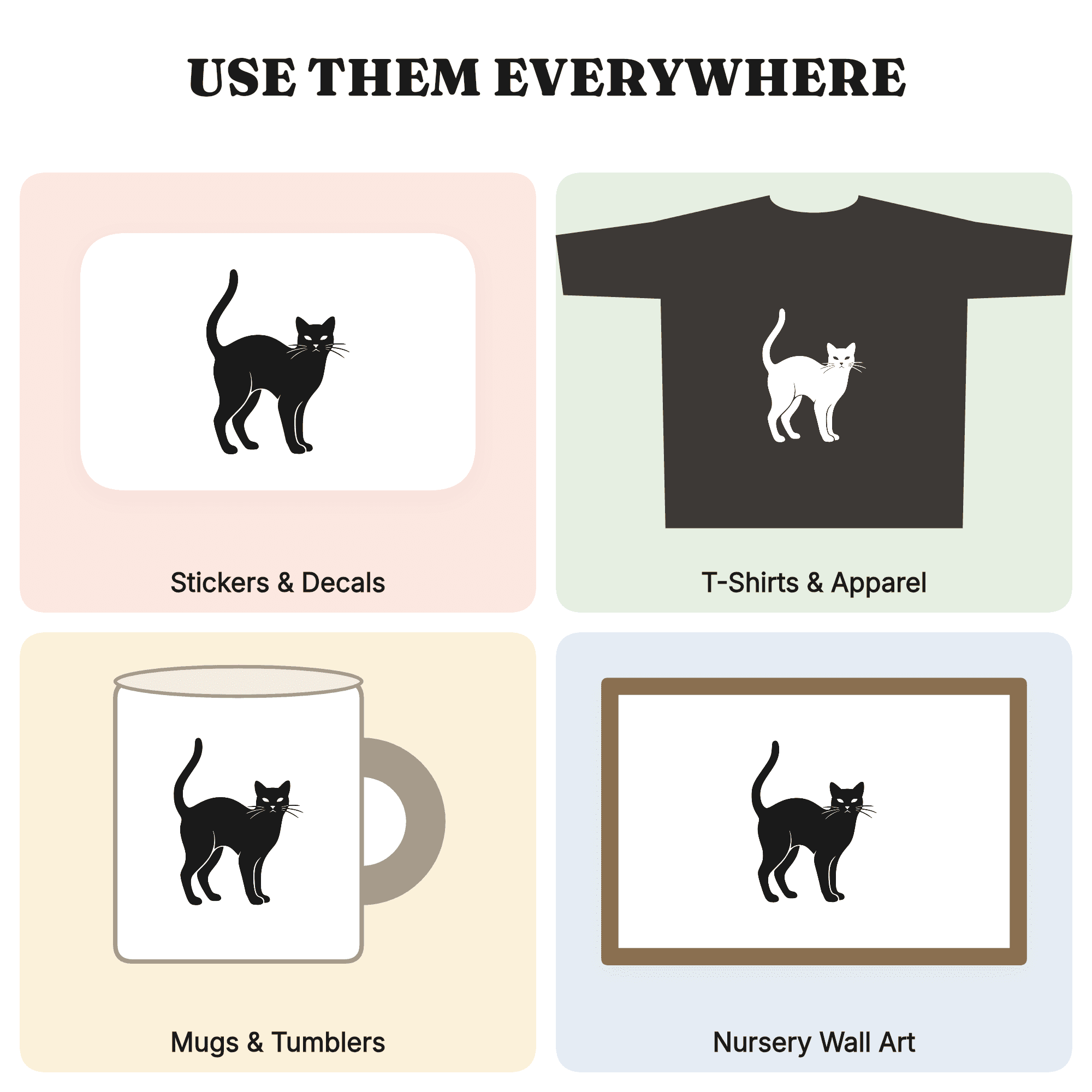 Arched Black Cat SVG PNG Single Line Silhouette Halloween Boho Minimalist Cut File for Cricut, view 3