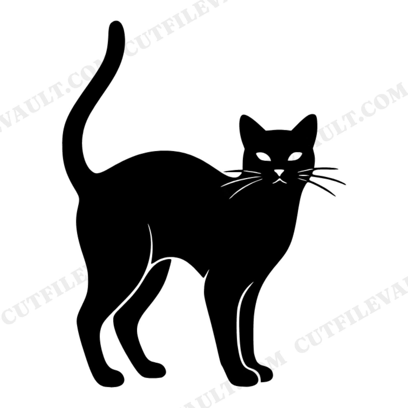 Arched Black Cat SVG PNG Single Line Silhouette Halloween Boho Minimalist Cut File for Cricut, view 1