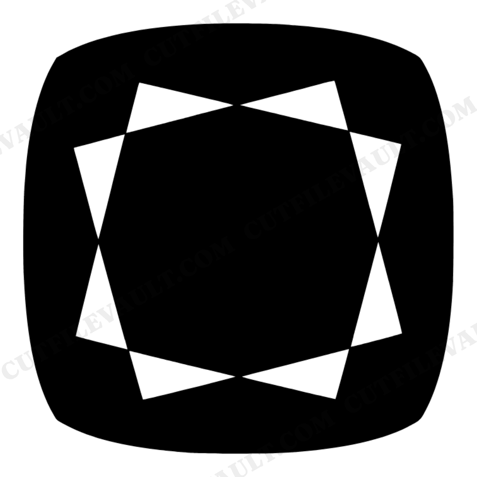 Cushion Cut Gemstone SVG PNG, Celestial Mystical Vintage Gem Silhouette Cut File for Vinyl Crafts, view 1