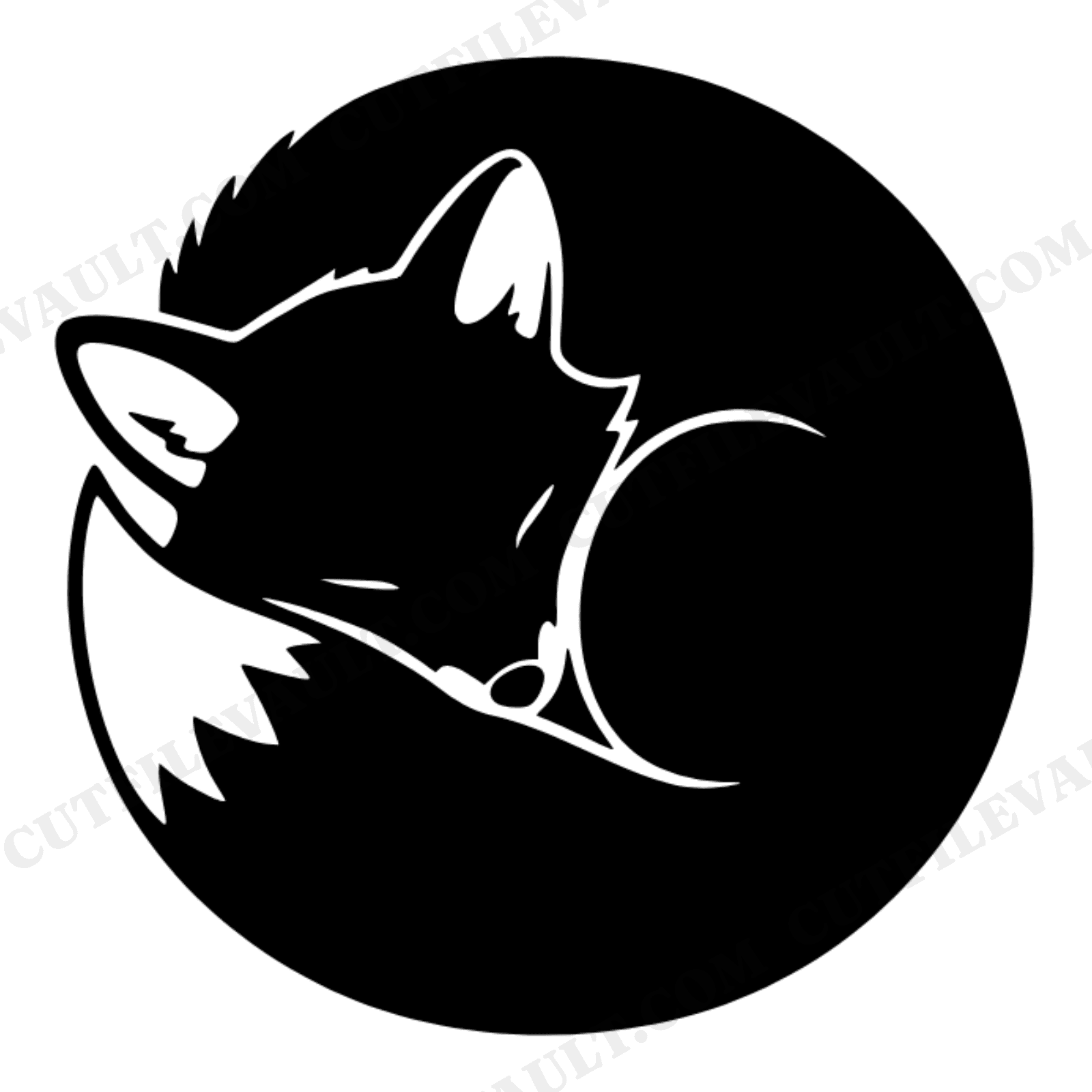 Sleeping Fox Circle SVG PNG Nordic Nursery Silhouette Fall Autumn Baby Animal Cut File, view 1
