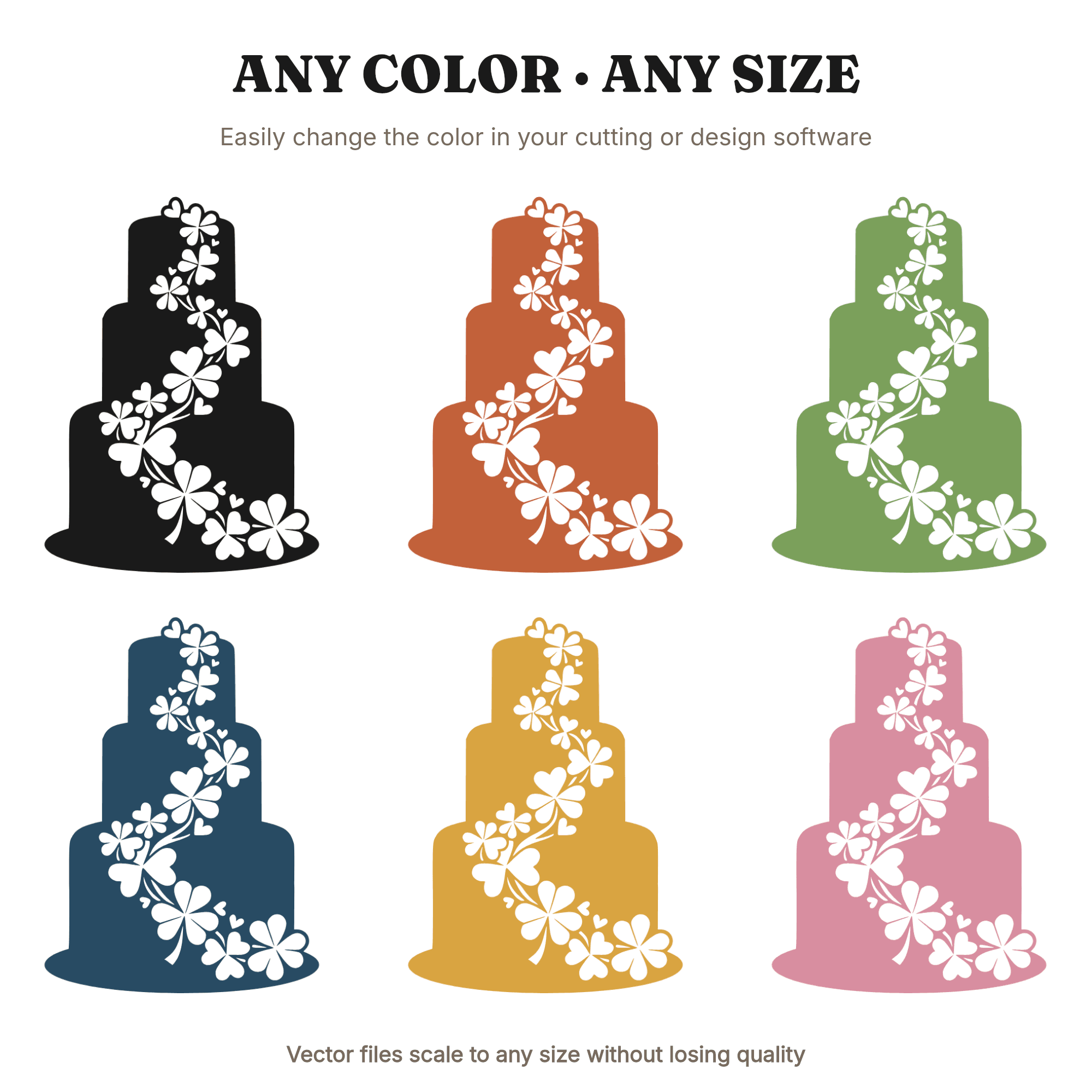 St Patricks Day Wedding Cake SVG, Irish Tiered Cake Silhouette PNG, Shamrock Wedding Cut File, view 2