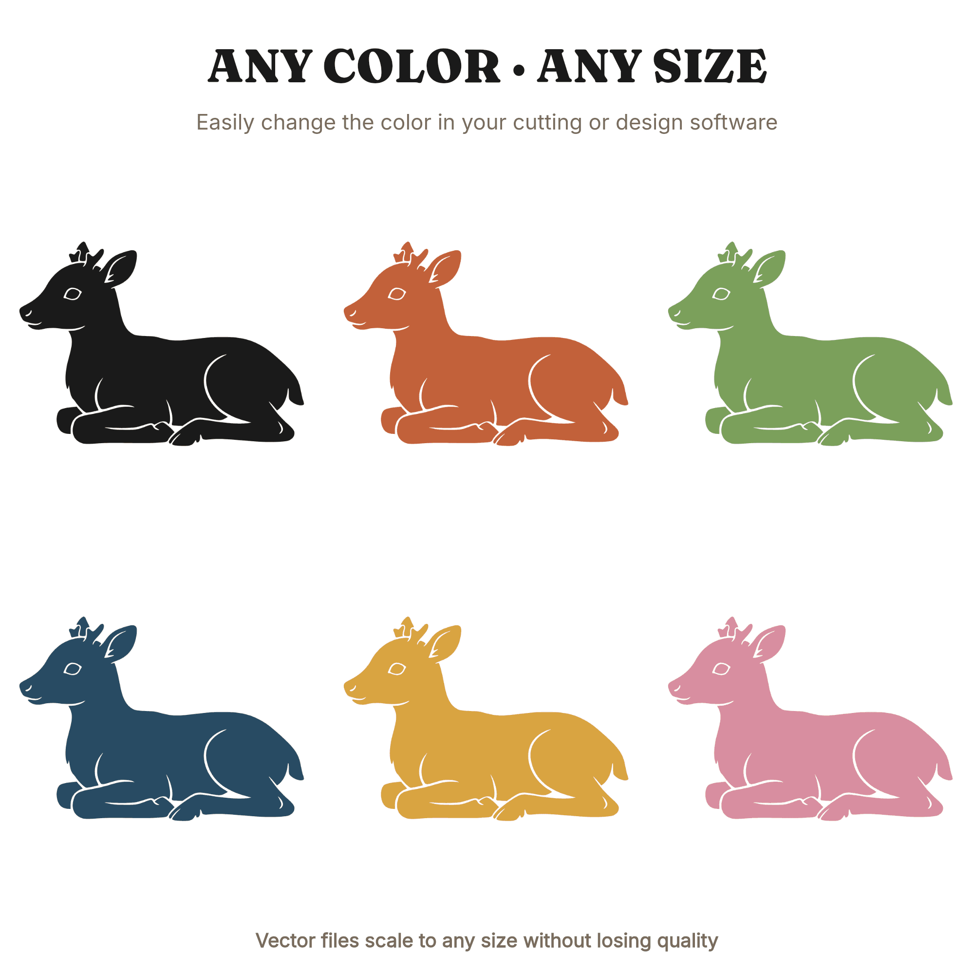 Resting Baby Reindeer SVG PNG Scandinavian Christmas Nursery Decor Cut File Line Art, view 2