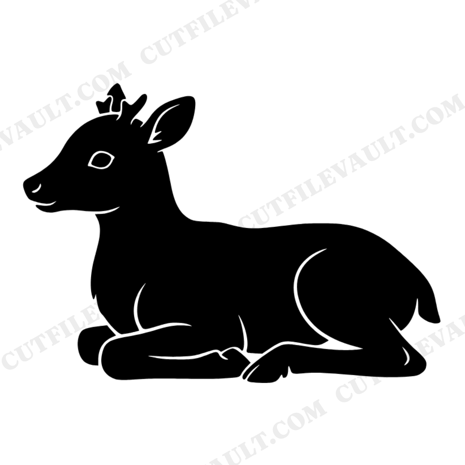 Resting Baby Reindeer SVG PNG Scandinavian Christmas Nursery Decor Cut File Line Art, view 1