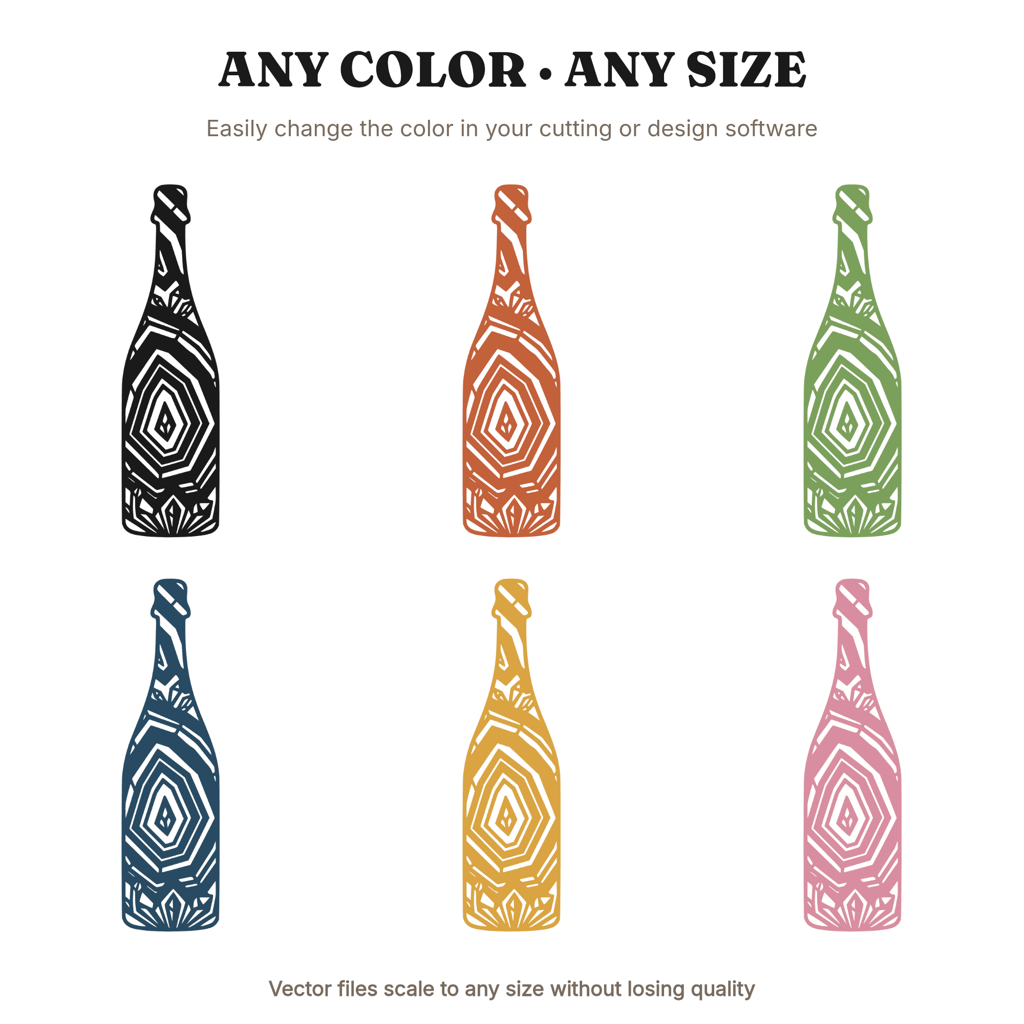 Art Deco Champagne Bottle SVG, Geode Crystal New Year SVG PNG, Geometric Agate Party Cut File, view 2