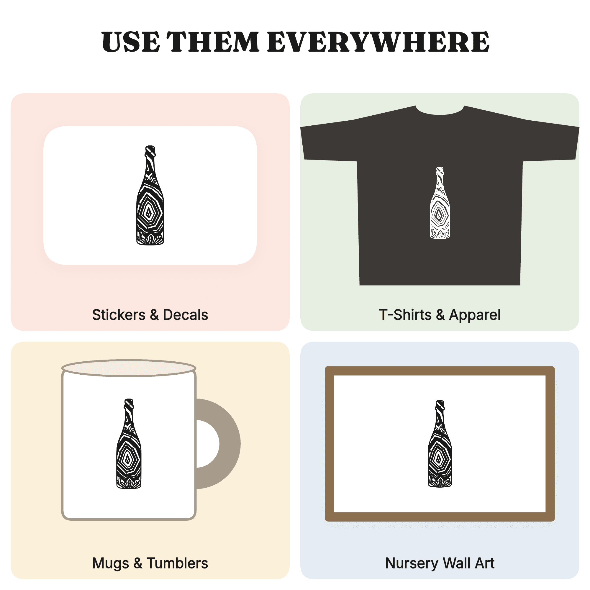 Art Deco Champagne Bottle SVG, Geode Crystal New Year SVG PNG, Geometric Agate Party Cut File, view 3