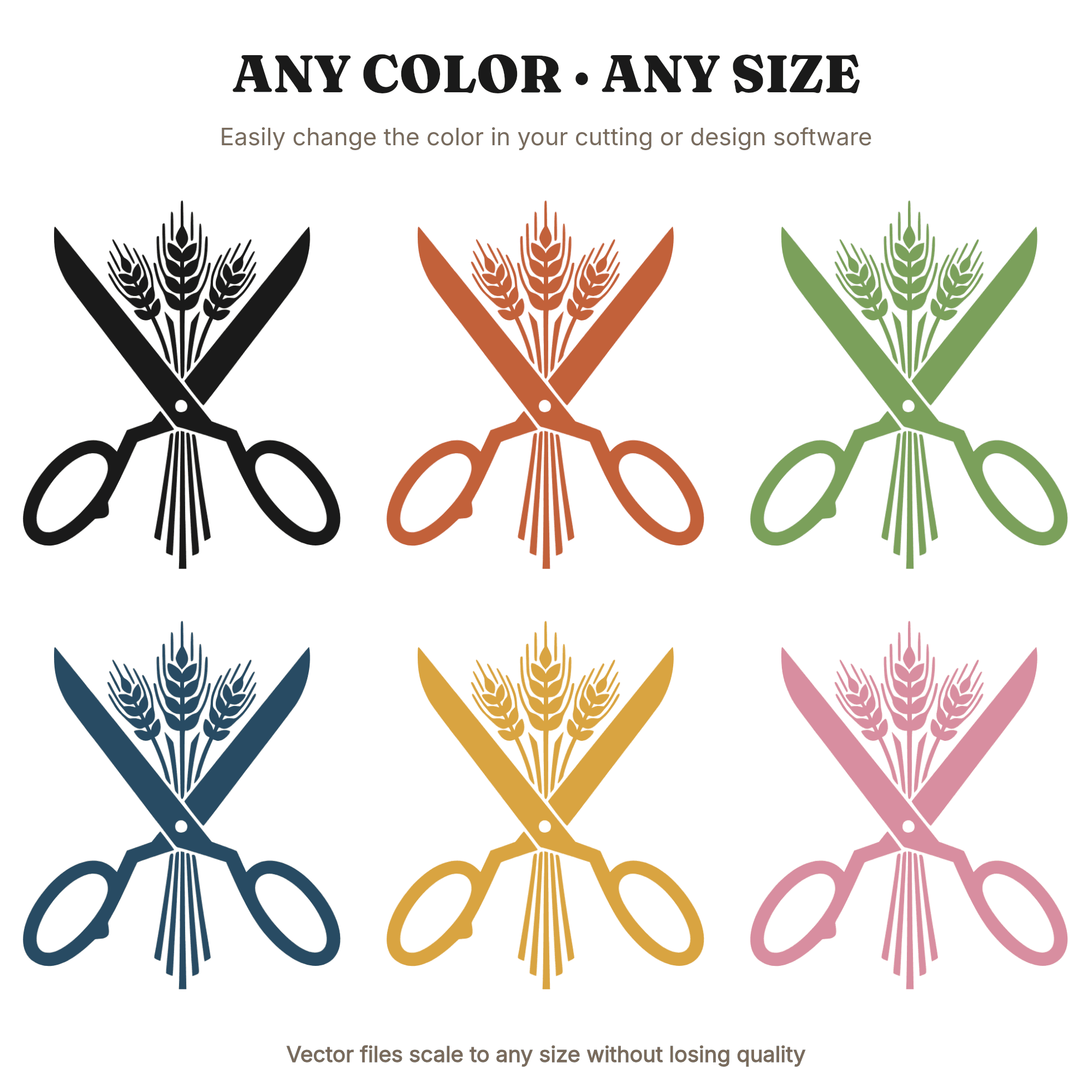 Art Deco Scissors SVG PNG, Wheat Bundle Fall Harvest Cut File, Farmhouse Craft Room Decor, view 2