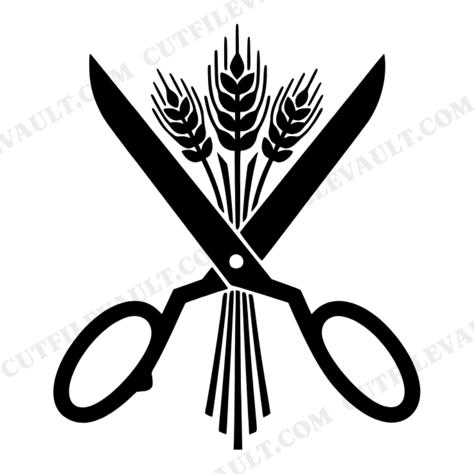Art Deco Scissors SVG PNG, Wheat Bundle Fall Harvest Cut File, Farmhouse Craft Room Decor, view 1
