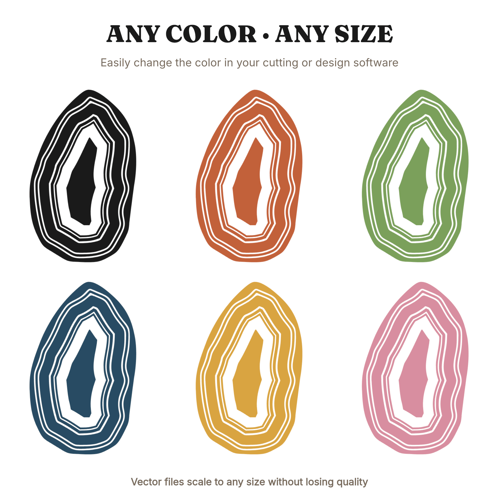 Vertical Geode Slice SVG PNG, Scandinavian Line Art Minimalist Decor Cut File for Cricut, view 2