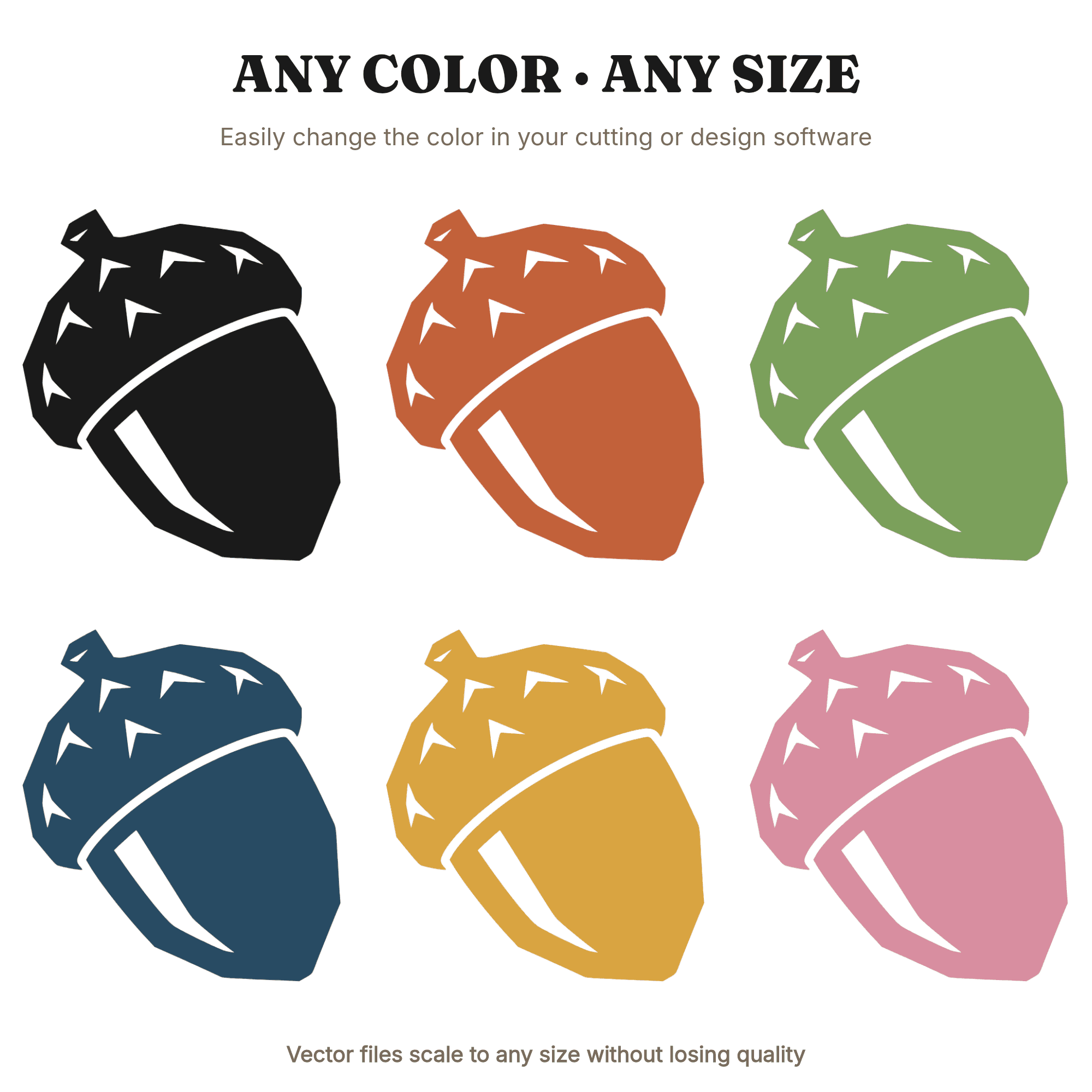 Split Acorn Cross Section SVG PNG, Modern Harvest Silhouette Cut File for Thanksgiving Crafts, view 2