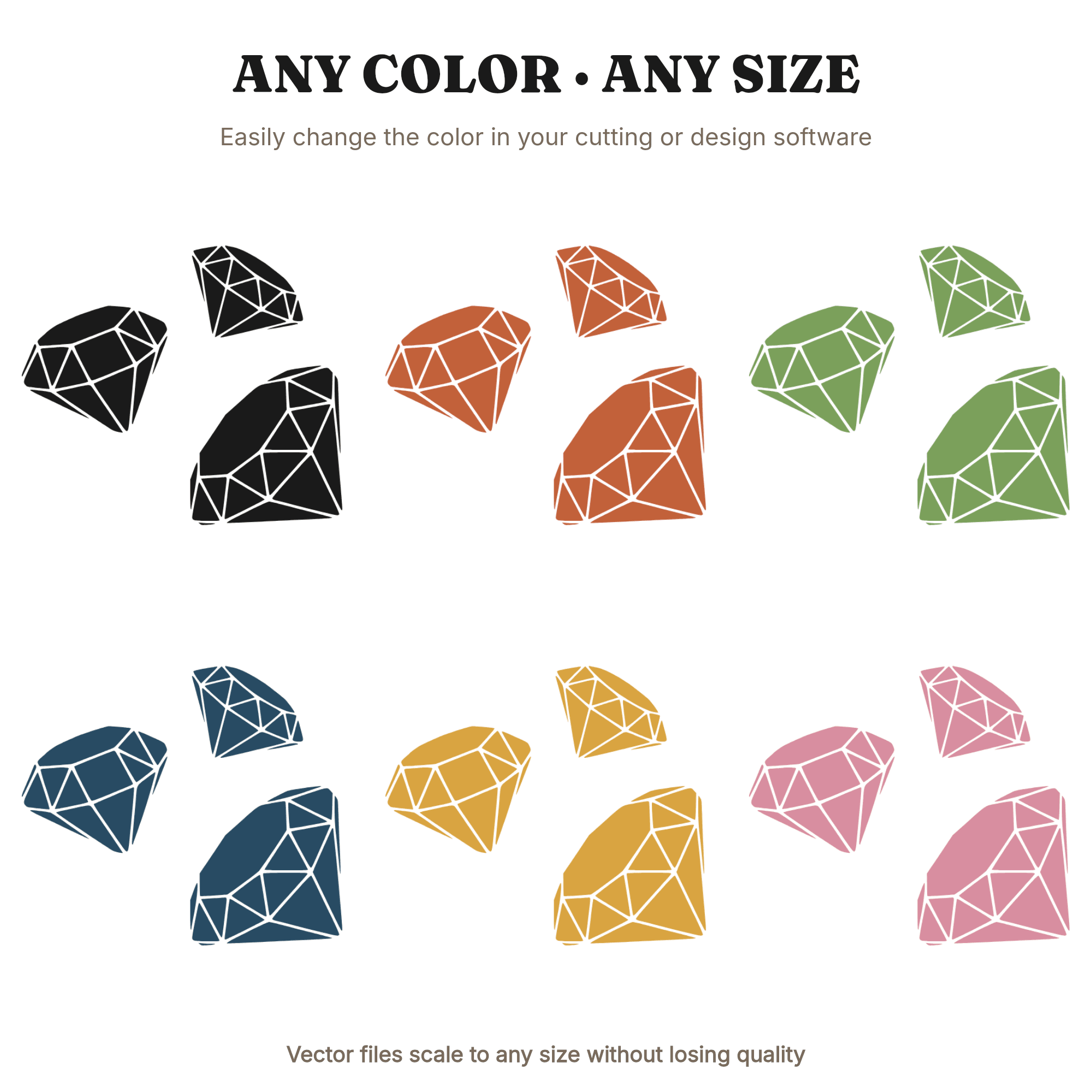 Scattered Faceted Diamonds SVG PNG Playful Cluster Valentine Decor Boho Kids Room Birthday Banner, view 2