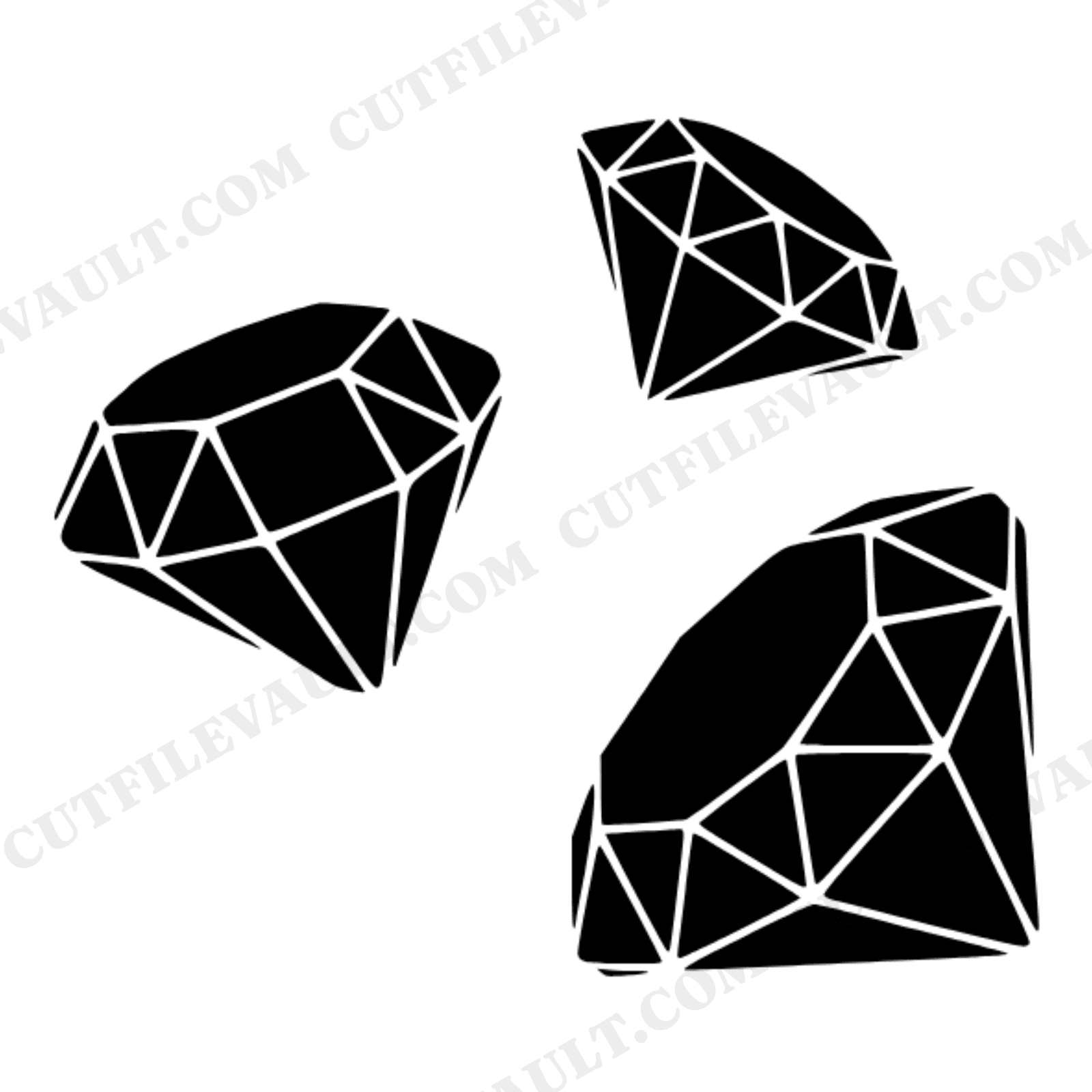 Scattered Faceted Diamonds SVG PNG Playful Cluster Valentine Decor Boho Kids Room Birthday Banner, view 1