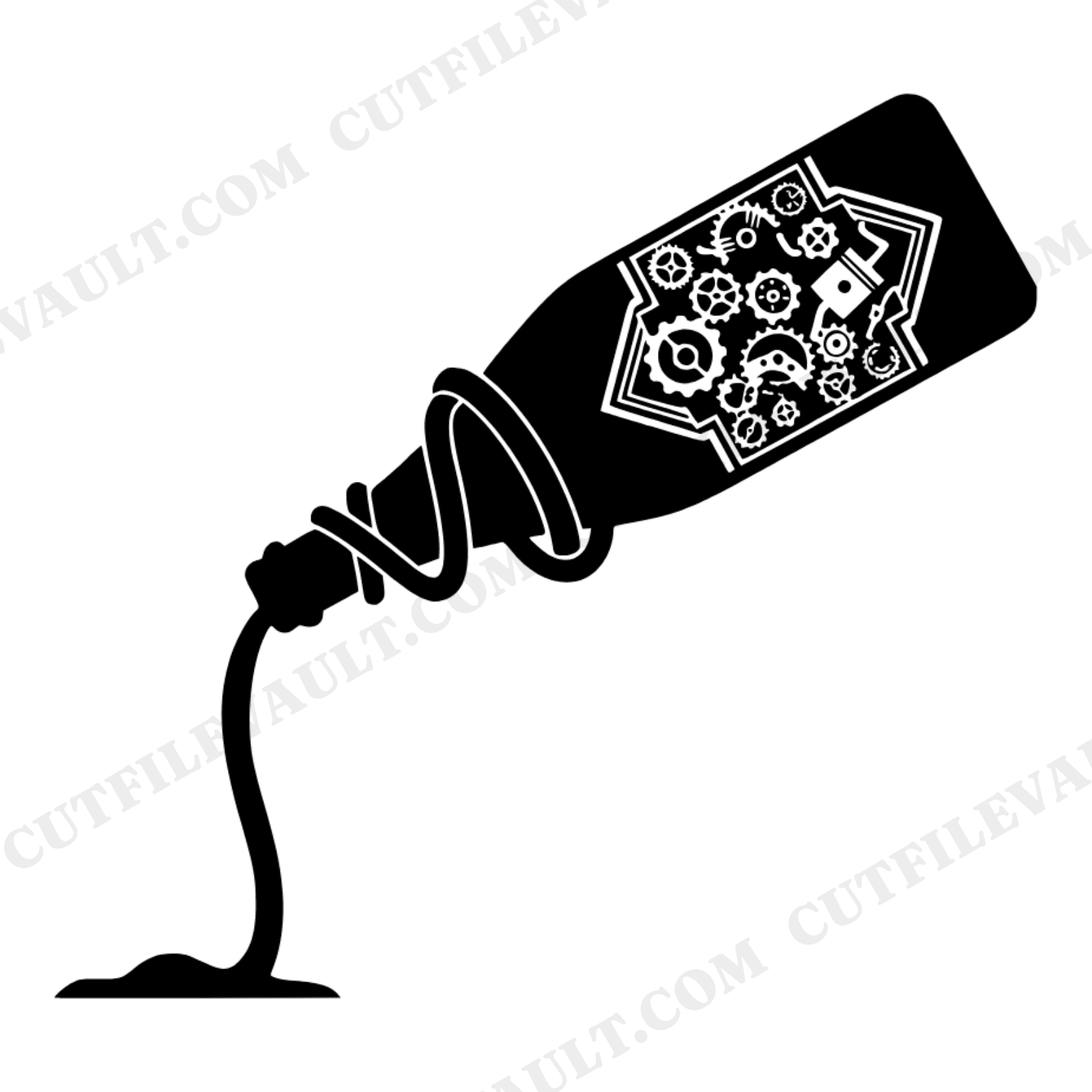 Steampunk Champagne Bottle SVG PNG, Art Deco Geometric Veterans Day Tribute Cut File, view 1