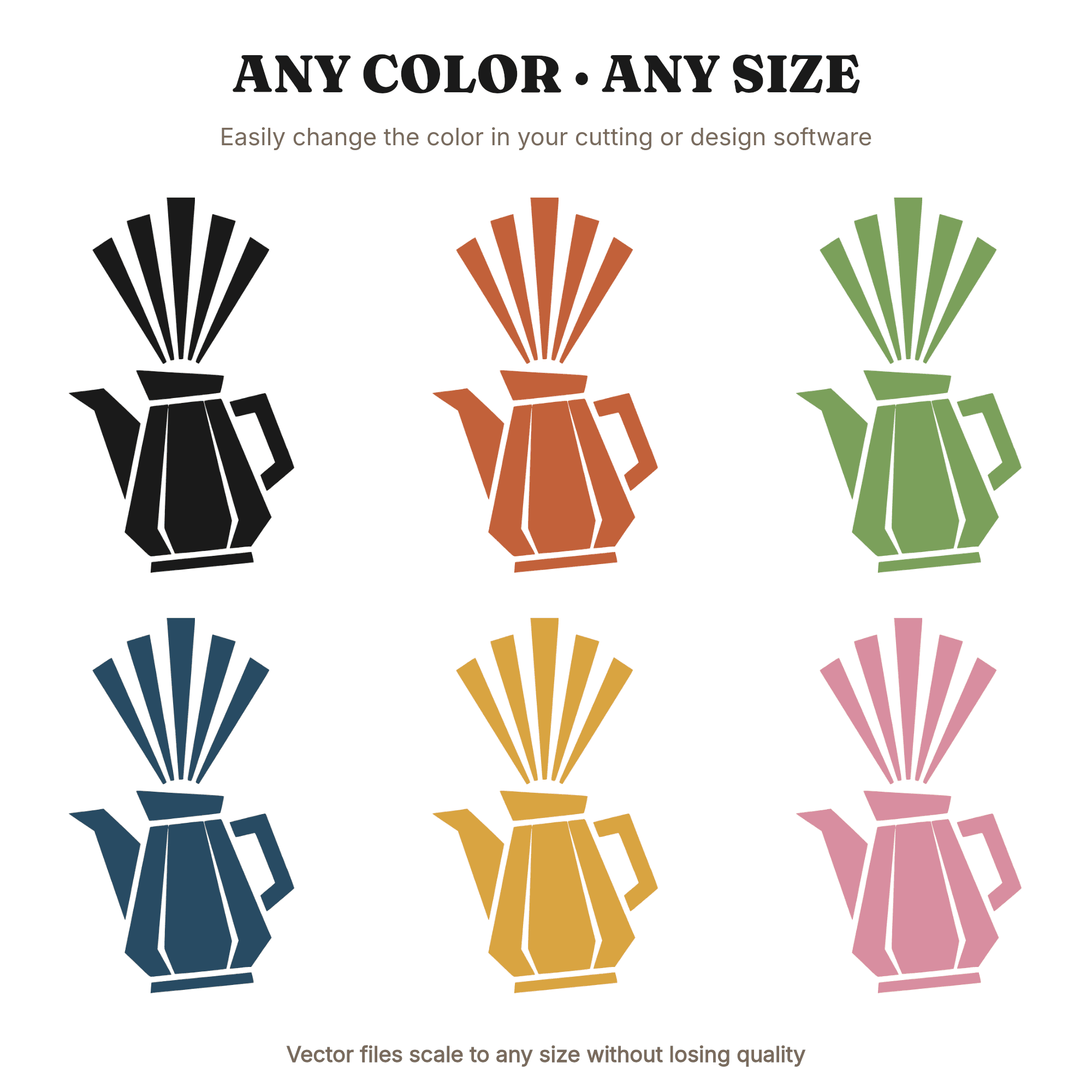 Art Deco Coffee Pot SVG PNG, New Year Morning Coffee Cut File, Scandinavian Line Art Design, view 2