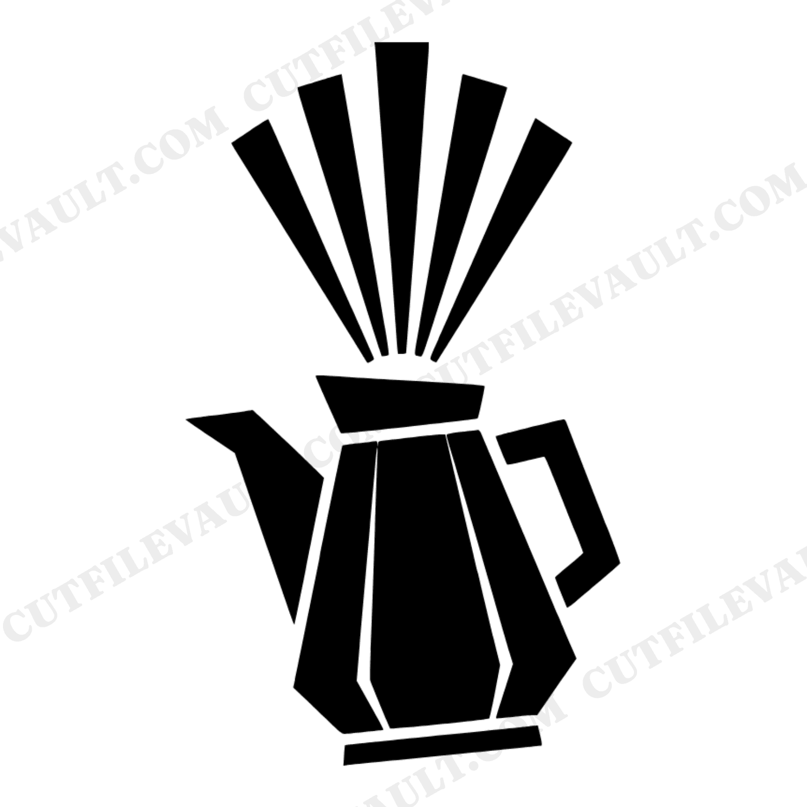 Art Deco Coffee Pot SVG PNG, New Year Morning Coffee Cut File, Scandinavian Line Art Design, view 1