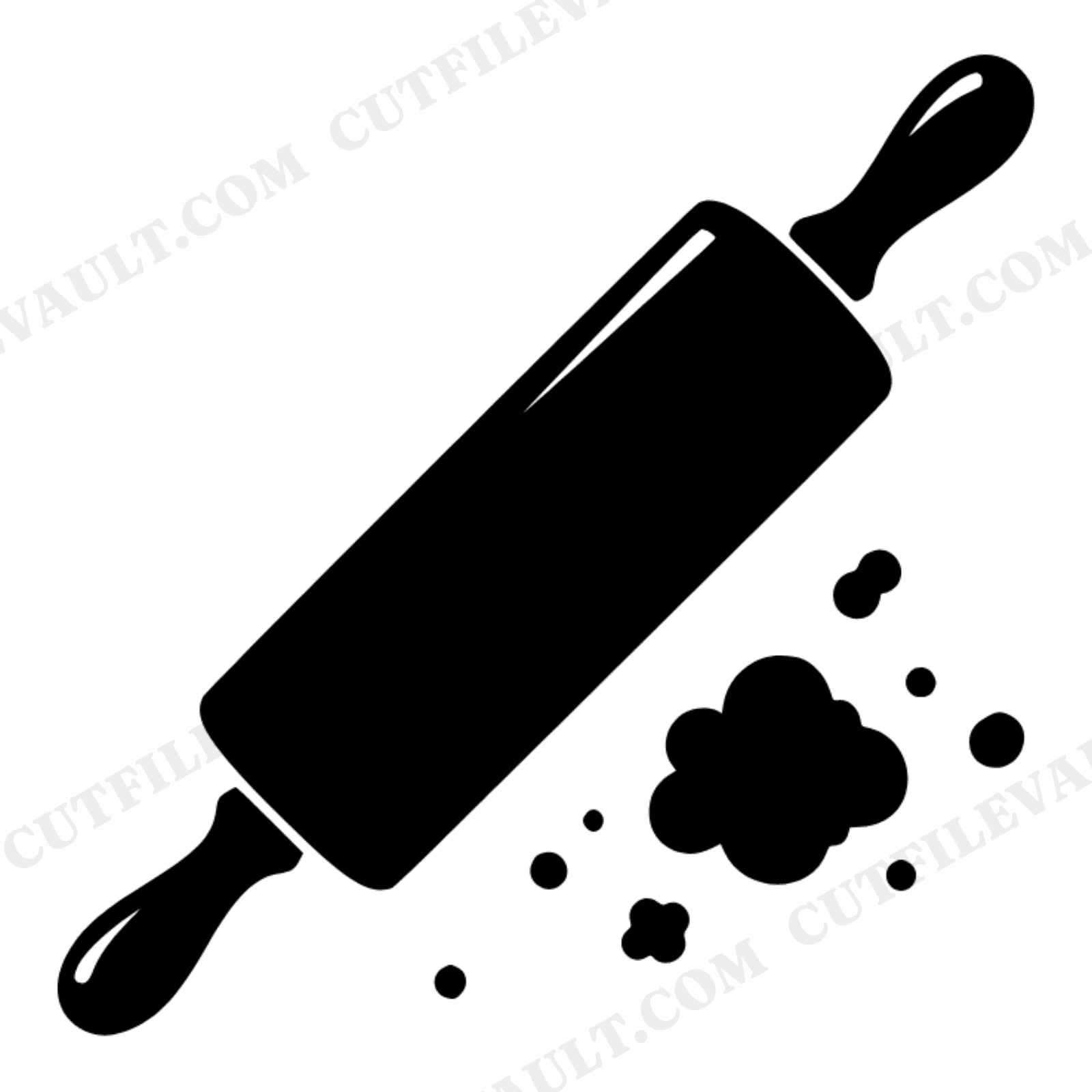 Rolling Pin SVG PNG, Farmhouse Kitchen New Year Baking Decor, Vintage Overhead View Cut File, view 1