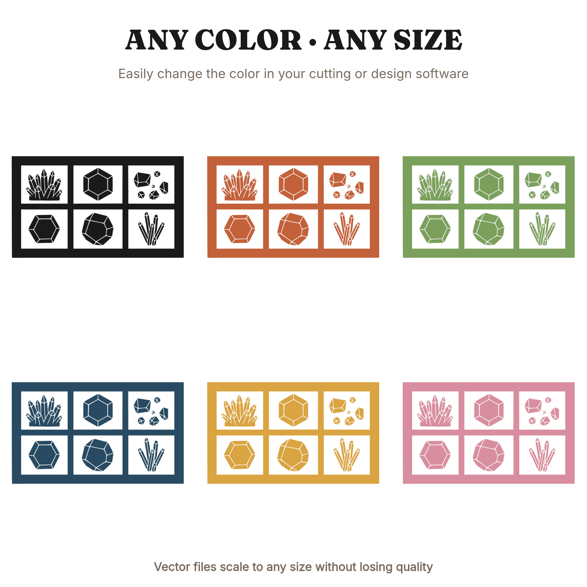 Mineral Specimen Tray SVG PNG, Crystal Display Grid Overhead View, Geology Collector Cut File, view 2