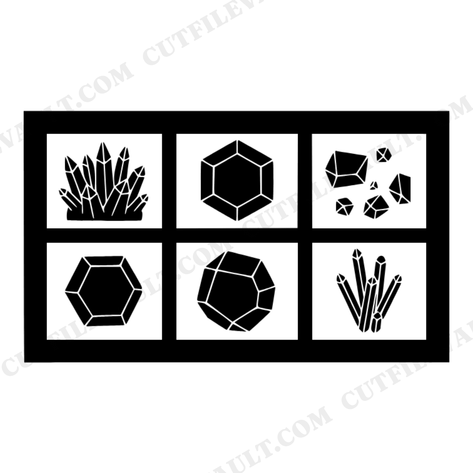 Mineral Specimen Tray SVG PNG, Crystal Display Grid Overhead View, Geology Collector Cut File, view 1