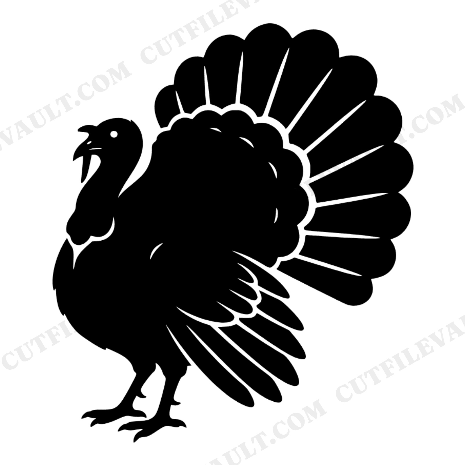 Vintage Turkey SVG PNG, 1950s Thanksgiving Turkey Silhouette Cut File, Cottagecore Floral Turkey, view 1