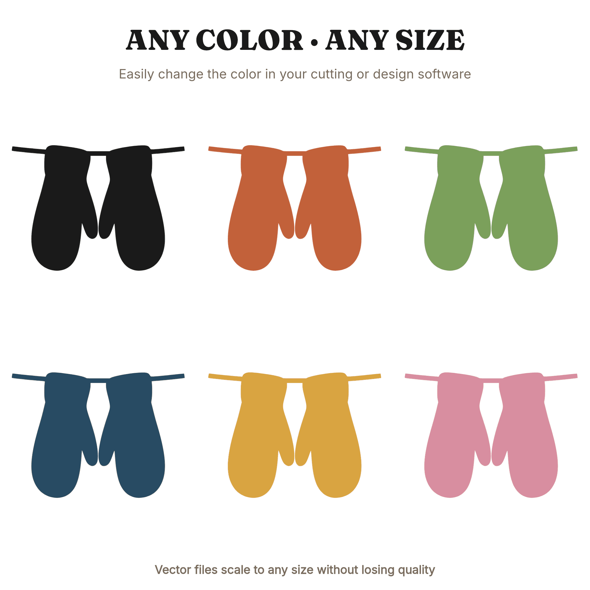 Scandinavian Mittens Hanging on Line SVG PNG Winter Decor Cut File Nordic Farmhouse Christmas, view 2