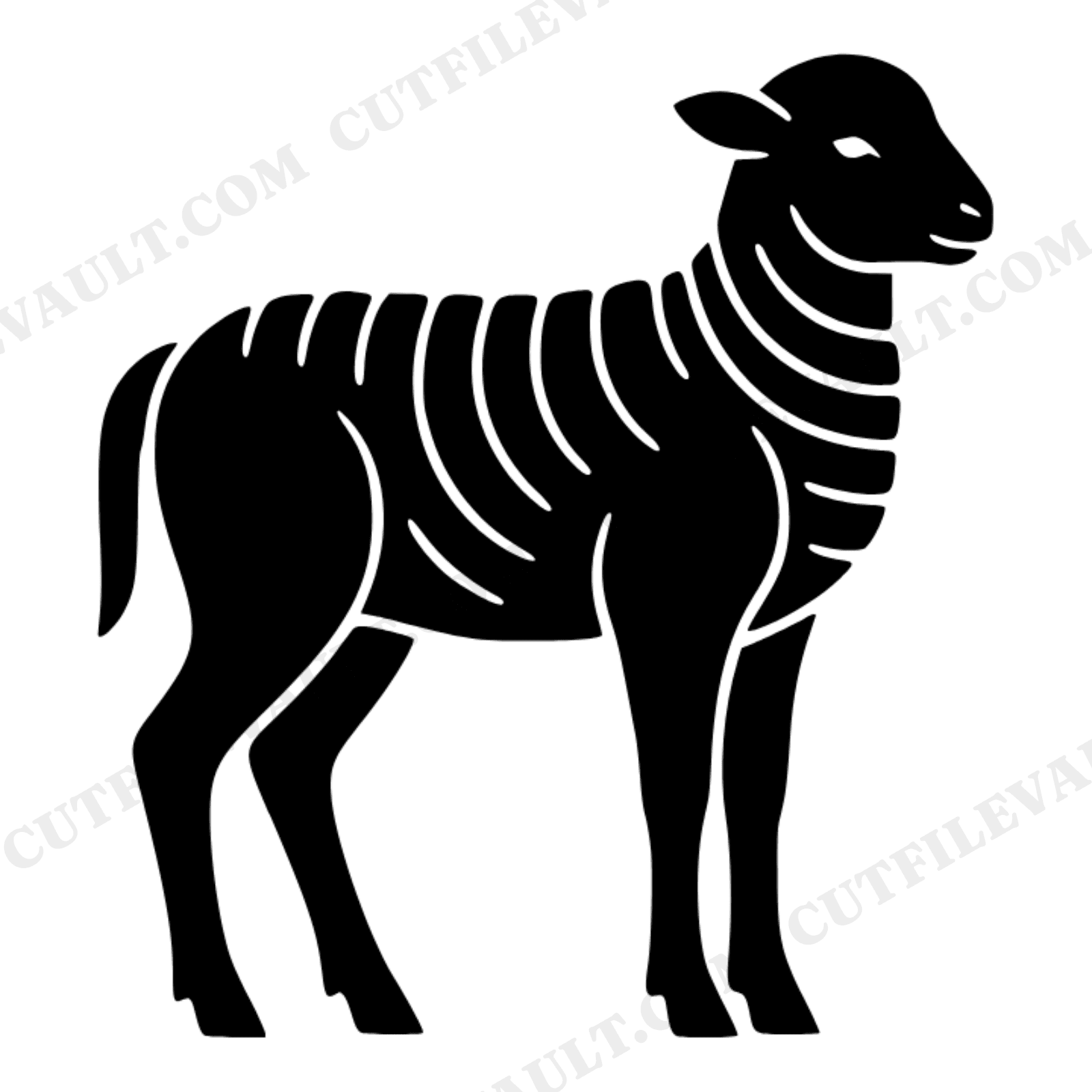 Art Deco Easter Lamb SVG PNG, Resting Lamb Cut File, Geometric Spring Farmhouse Decor, view 1