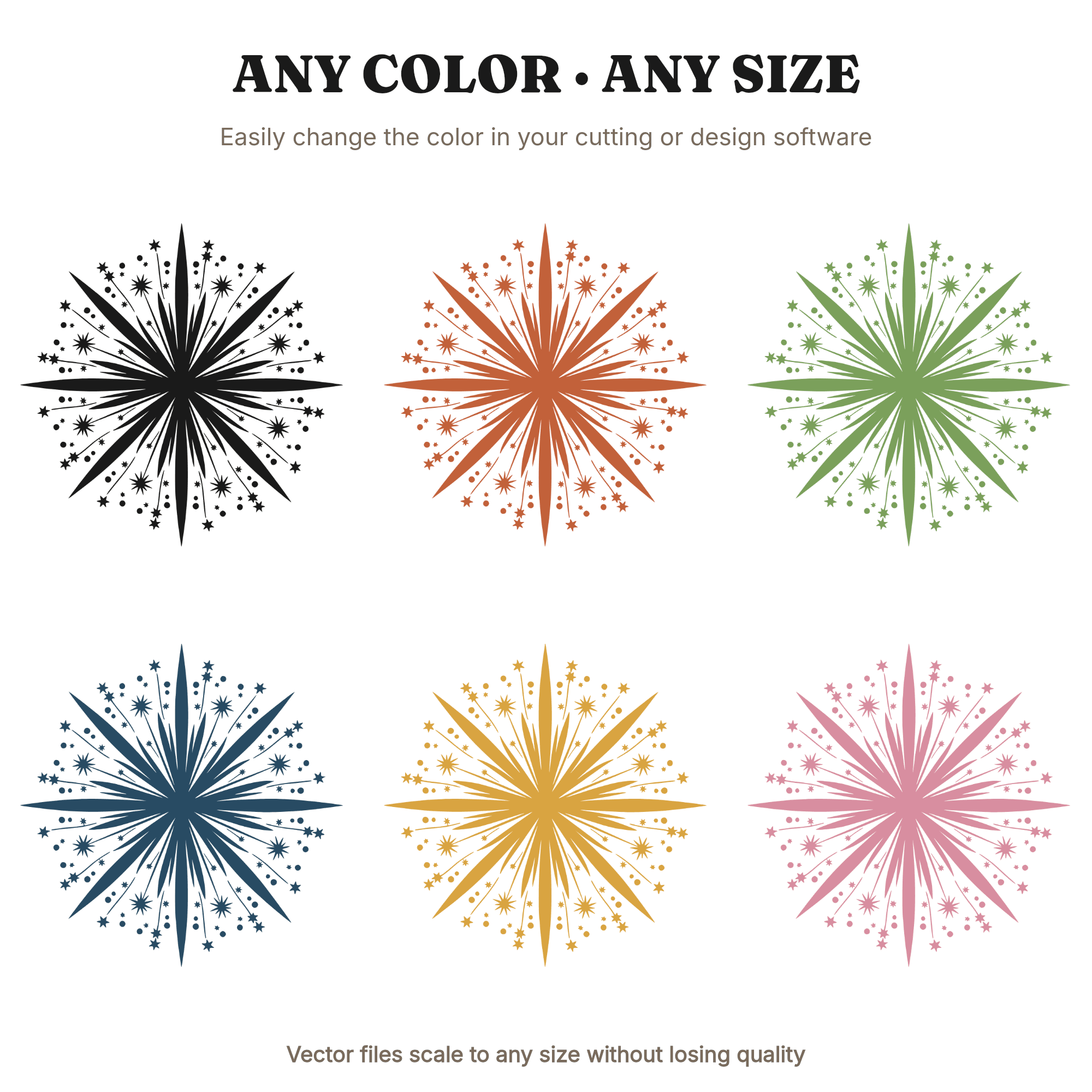 Art Deco Starburst SVG, Celestial Firework Flower PNG, Geometric Botanical Sunburst Cut File, view 2