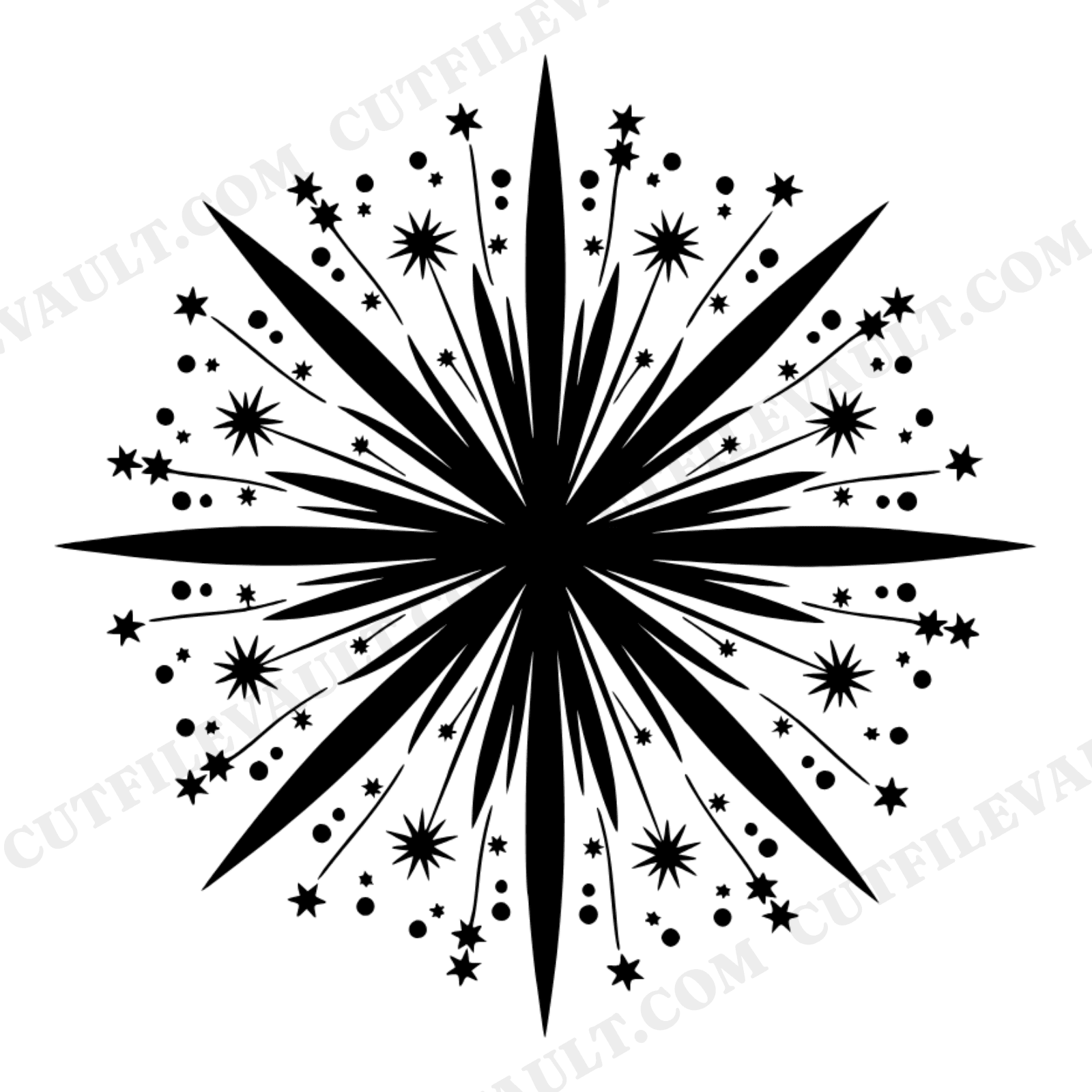 Art Deco Starburst SVG, Celestial Firework Flower PNG, Geometric Botanical Sunburst Cut File, view 1
