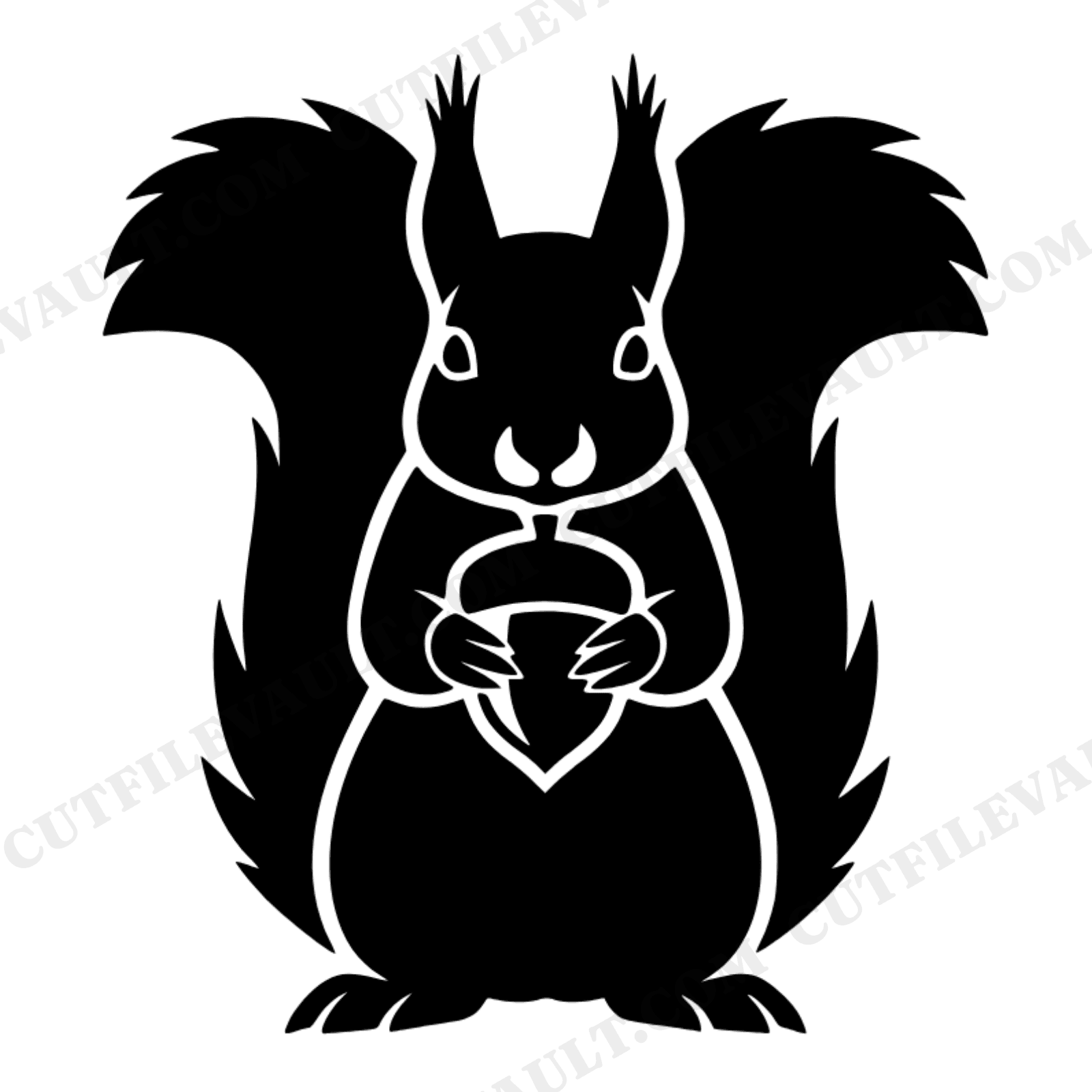 Art Deco Squirrel with Acorn SVG PNG Fall Autumn Woodland Silhouette Cut File for Cricut, view 1