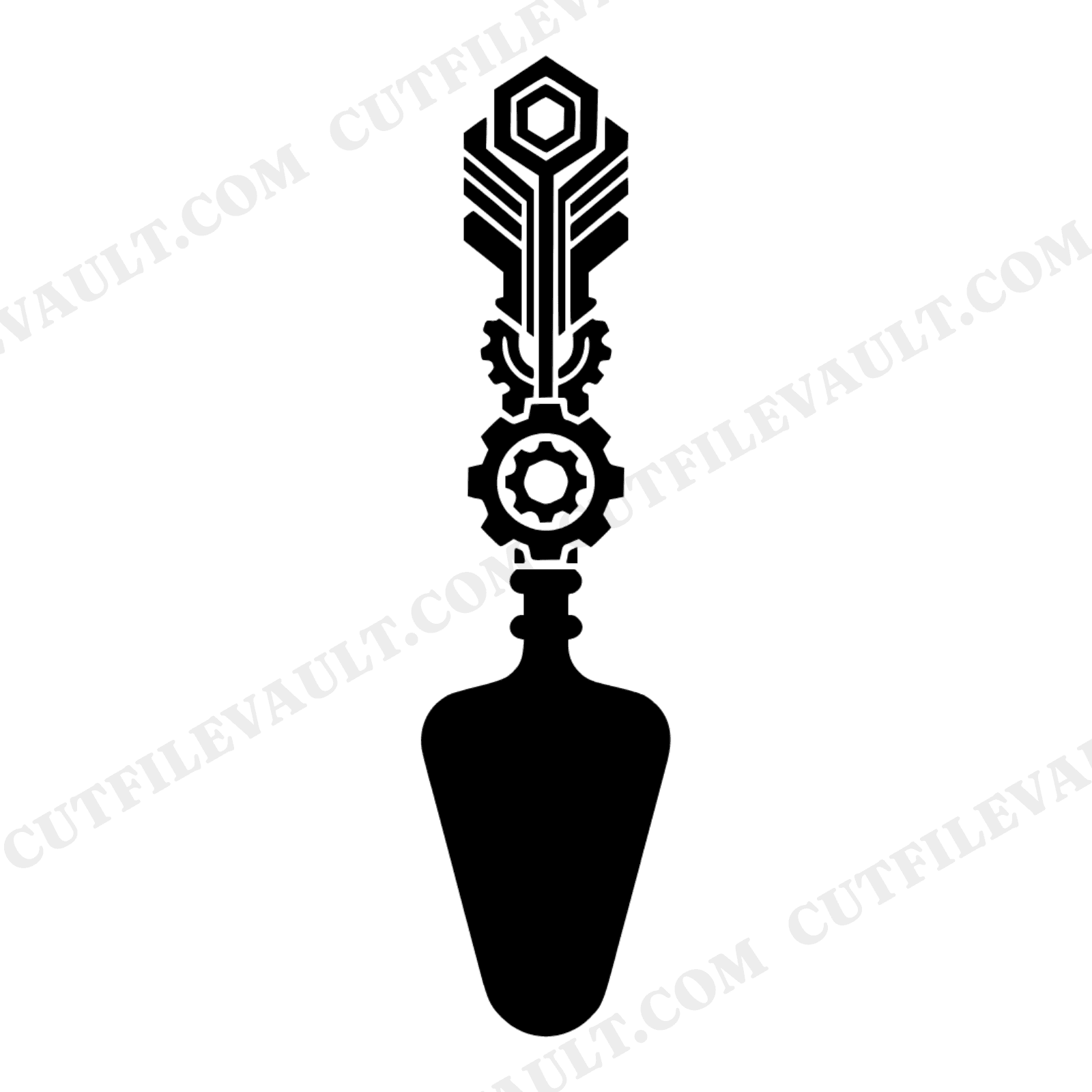 Steampunk Art Deco Pie Server SVG PNG, Geometric Gears Thanksgiving Farmhouse Decor Cut File, view 1