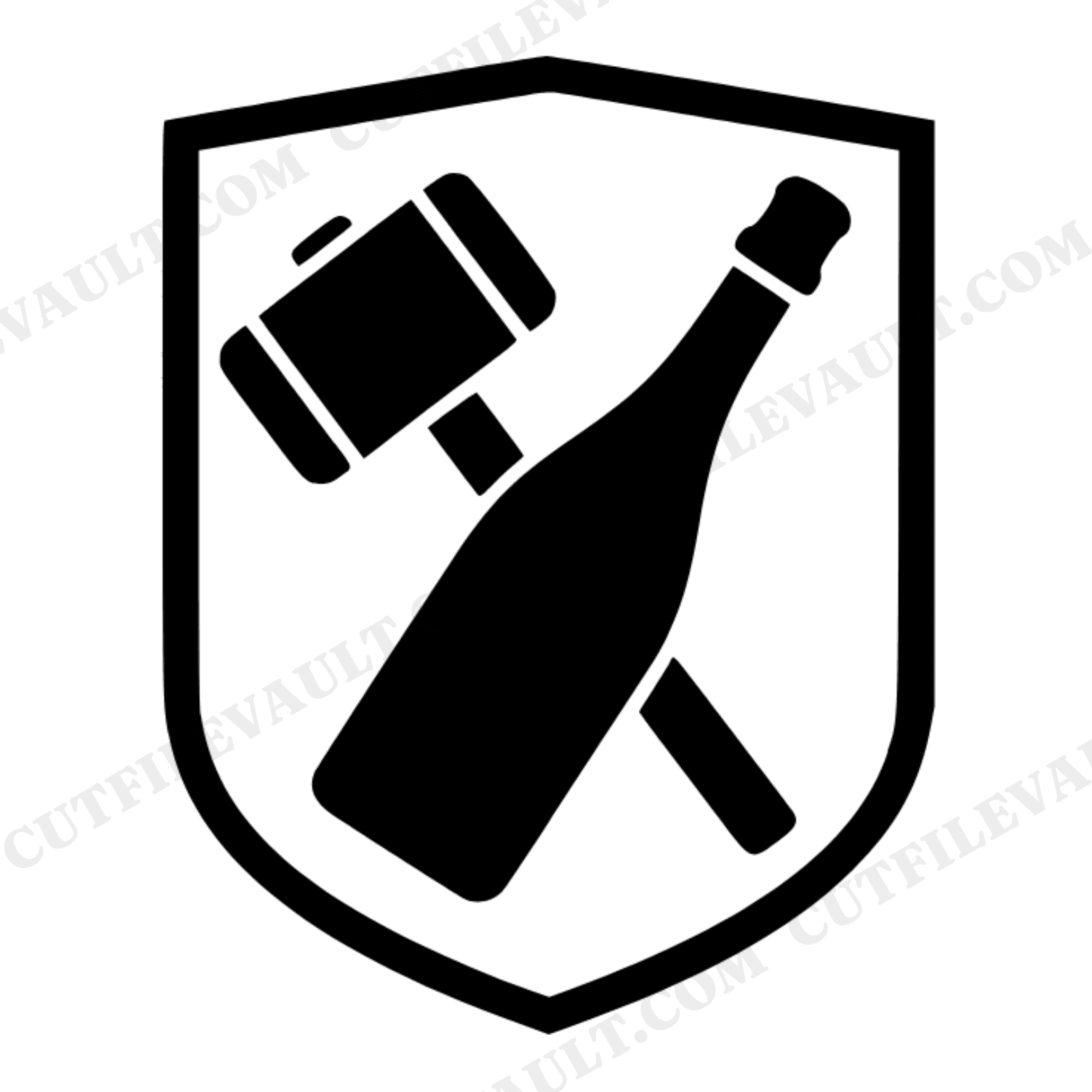 Craftsman Mallet Champagne Crest SVG PNG Wedding Silhouette Cut File Builder Groom Toast Decor, view 1
