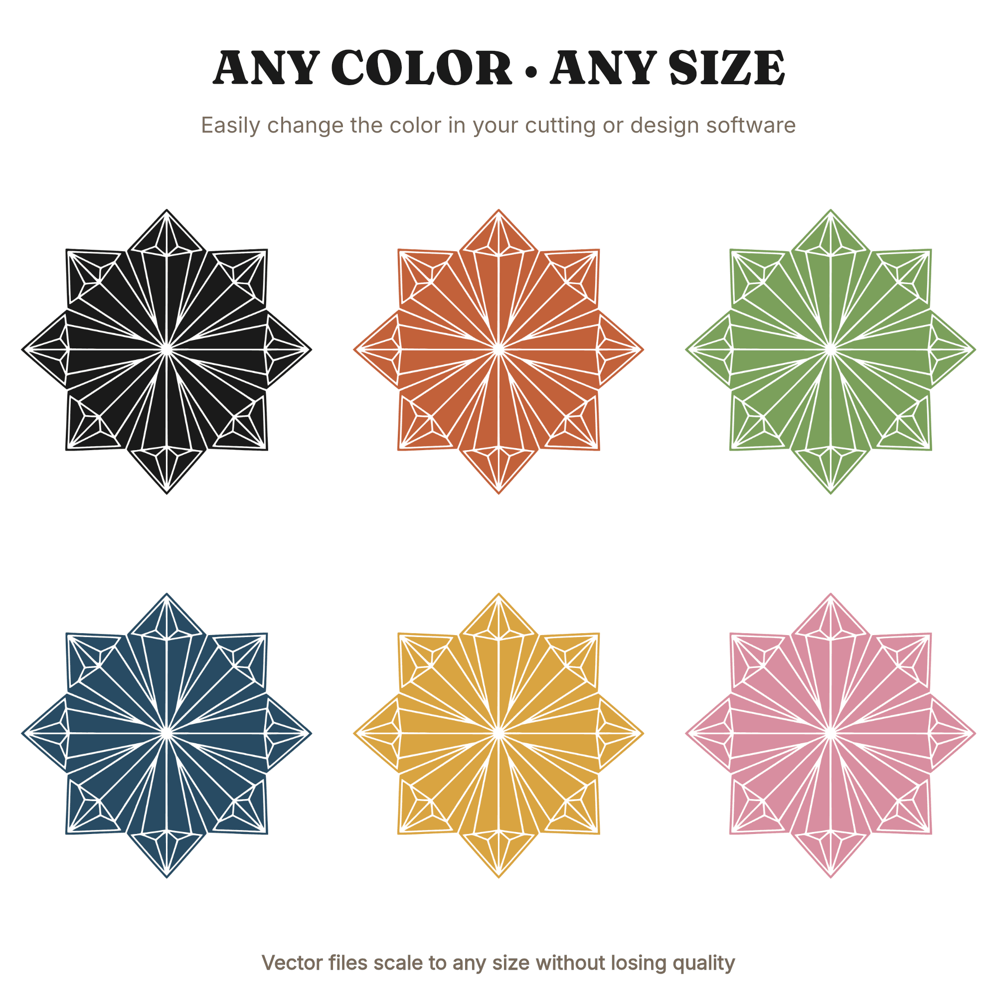 Art Deco Crystal Rosette SVG PNG, Geometric Flower Overhead View Cut File for Cricut Vinyl, view 2