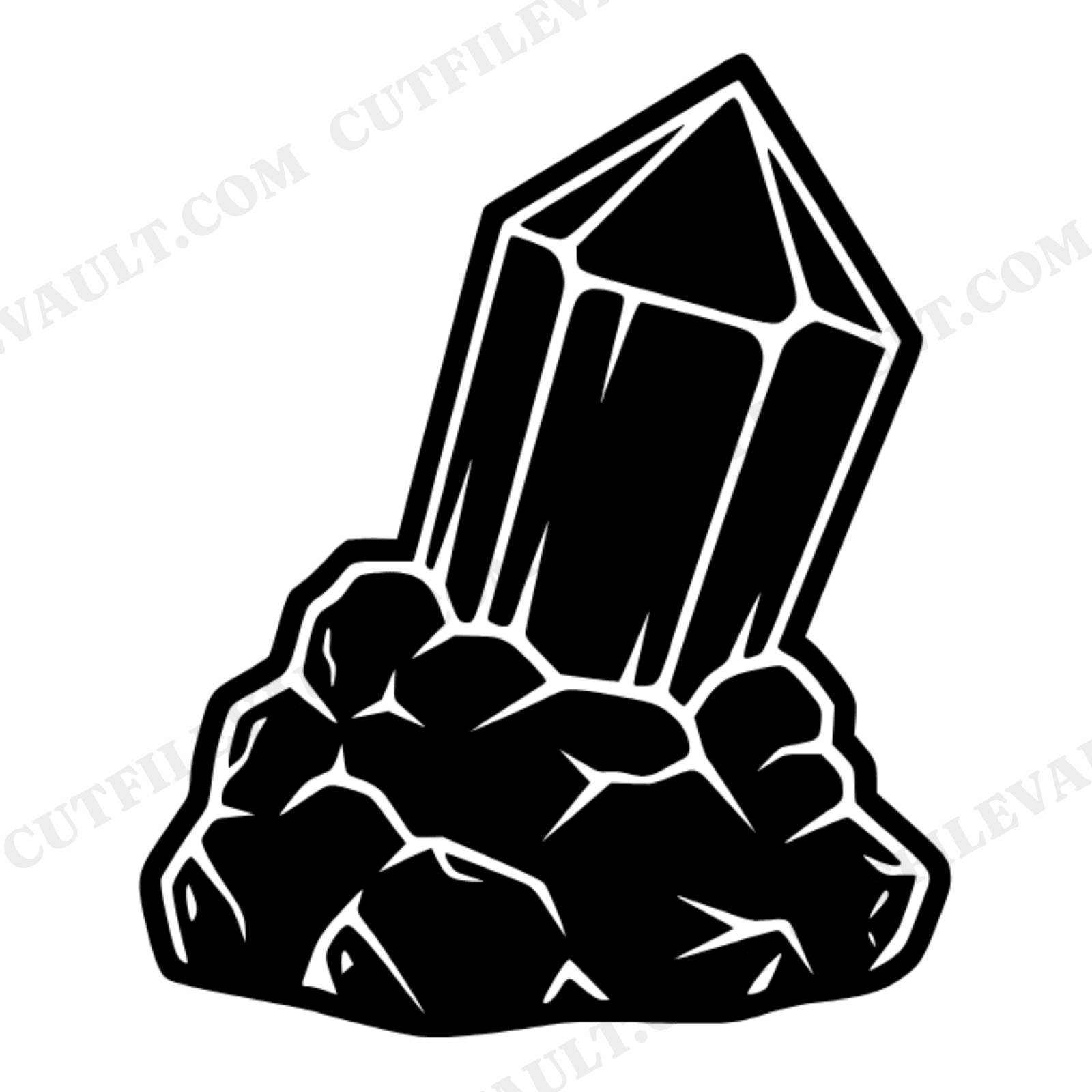 Raw Crystal Point Emerging from Stone Base SVG PNG, Celestial Mystical Gemstone Cut File, view 1