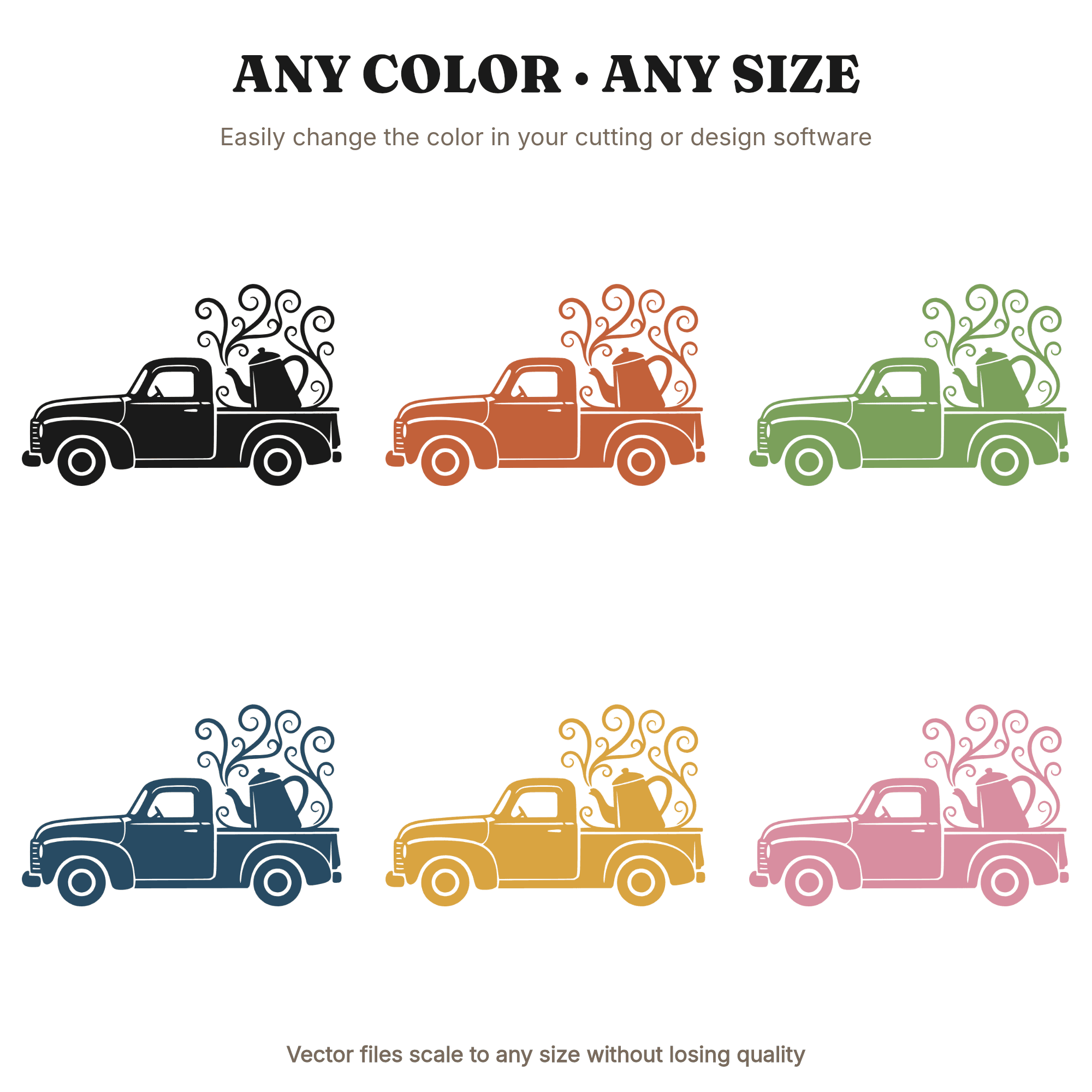 Vintage Truck Coffee Pot SVG PNG, Autumn Fall Kitchen Cut File, Boho Pumpkin Spice Season Design, view 2