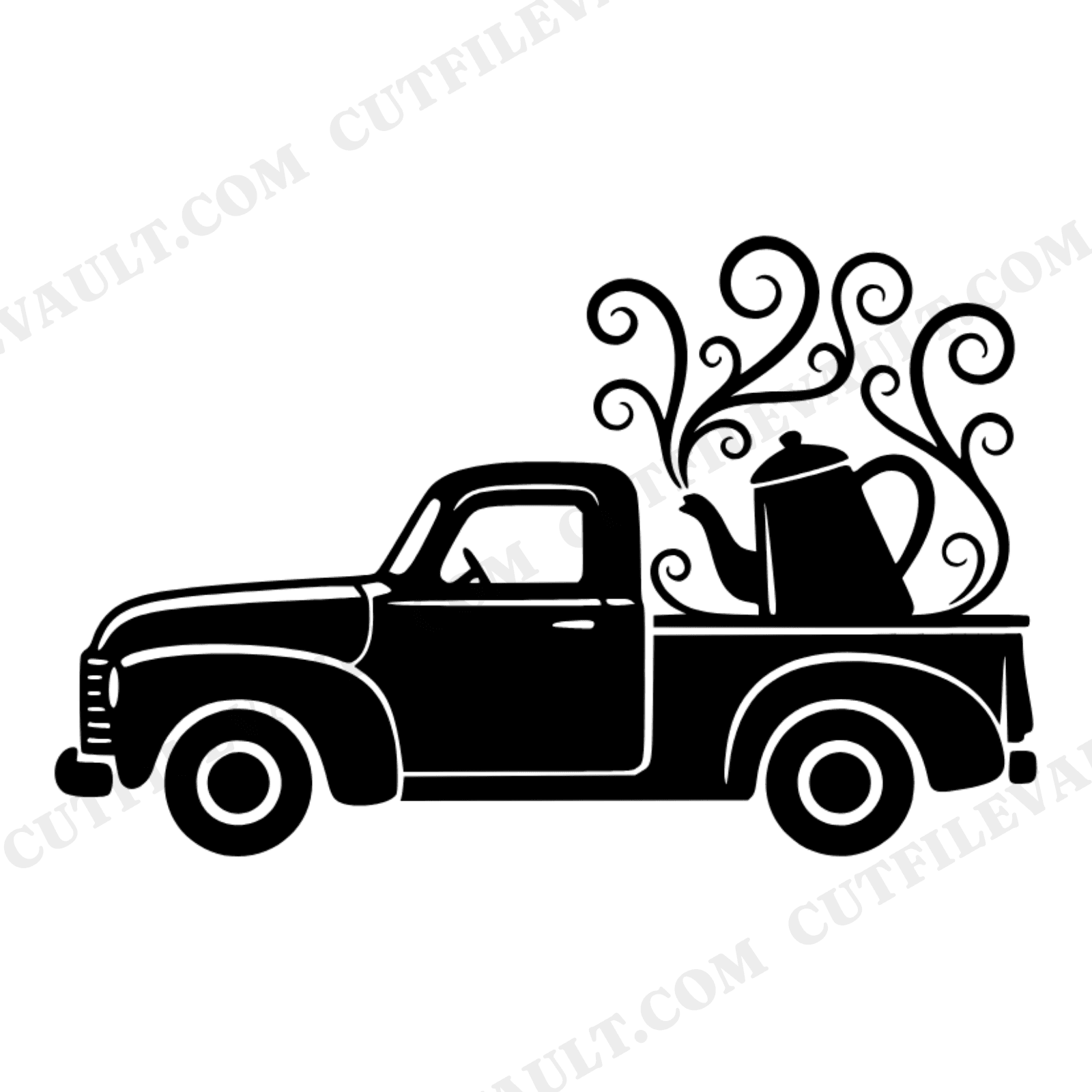 Vintage Truck Coffee Pot SVG PNG, Autumn Fall Kitchen Cut File, Boho Pumpkin Spice Season Design, view 1
