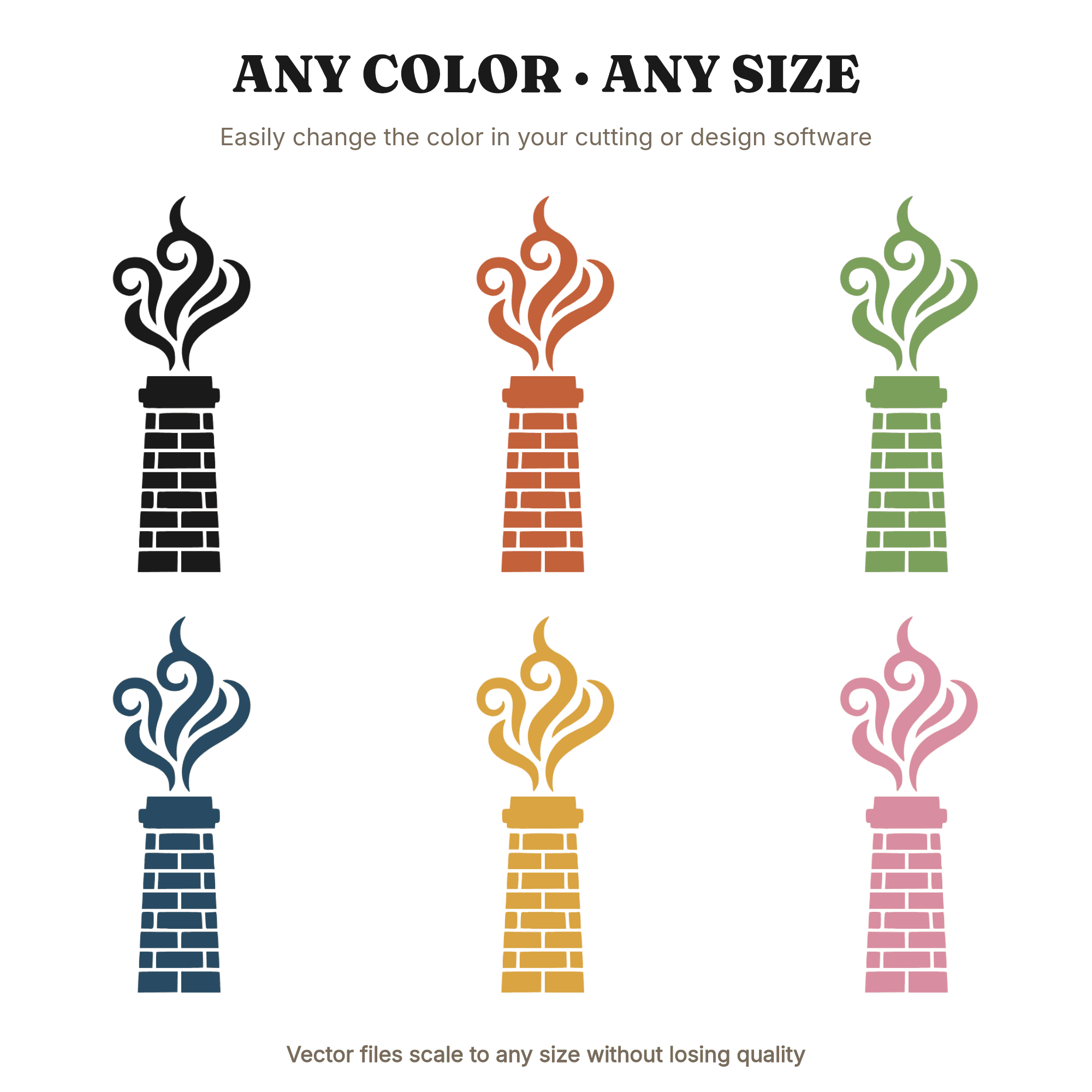 Vintage Brick Chimney SVG PNG, Mid Century Winter Home Decor Cut File, Cozy Hearth Silhouette, view 2