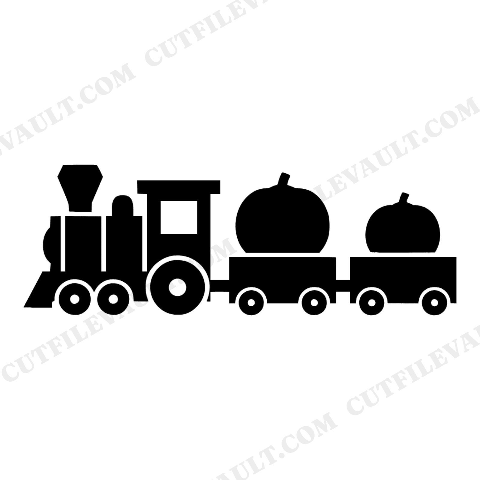 Geometric Halloween Train with Pumpkin Cars SVG PNG Cut File for Kids Party Decorations, view 1