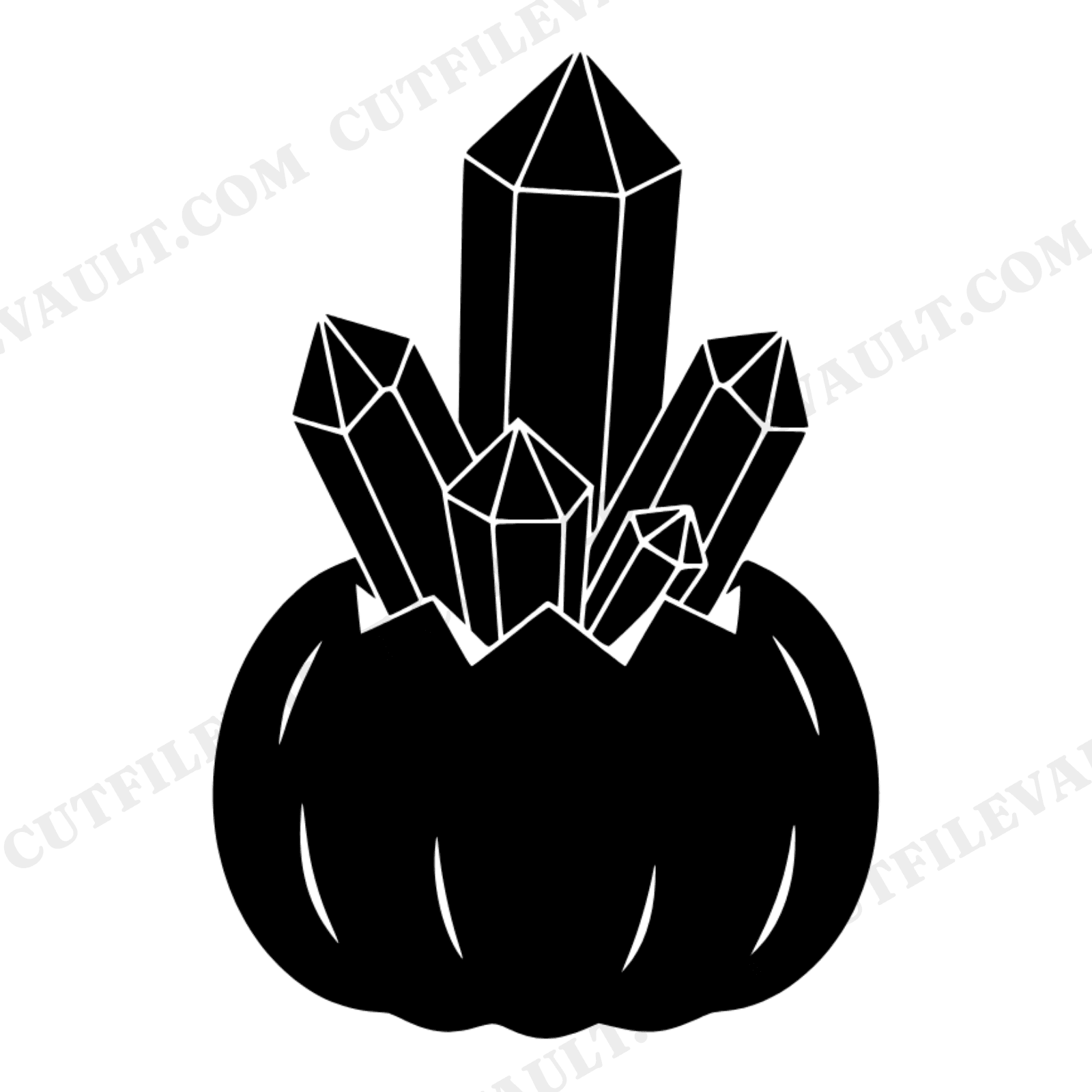 Crystal Pumpkin SVG PNG, Quartz Cluster Halloween Decor Cut File, Modern Brutalist Autumn Wall Art, view 1