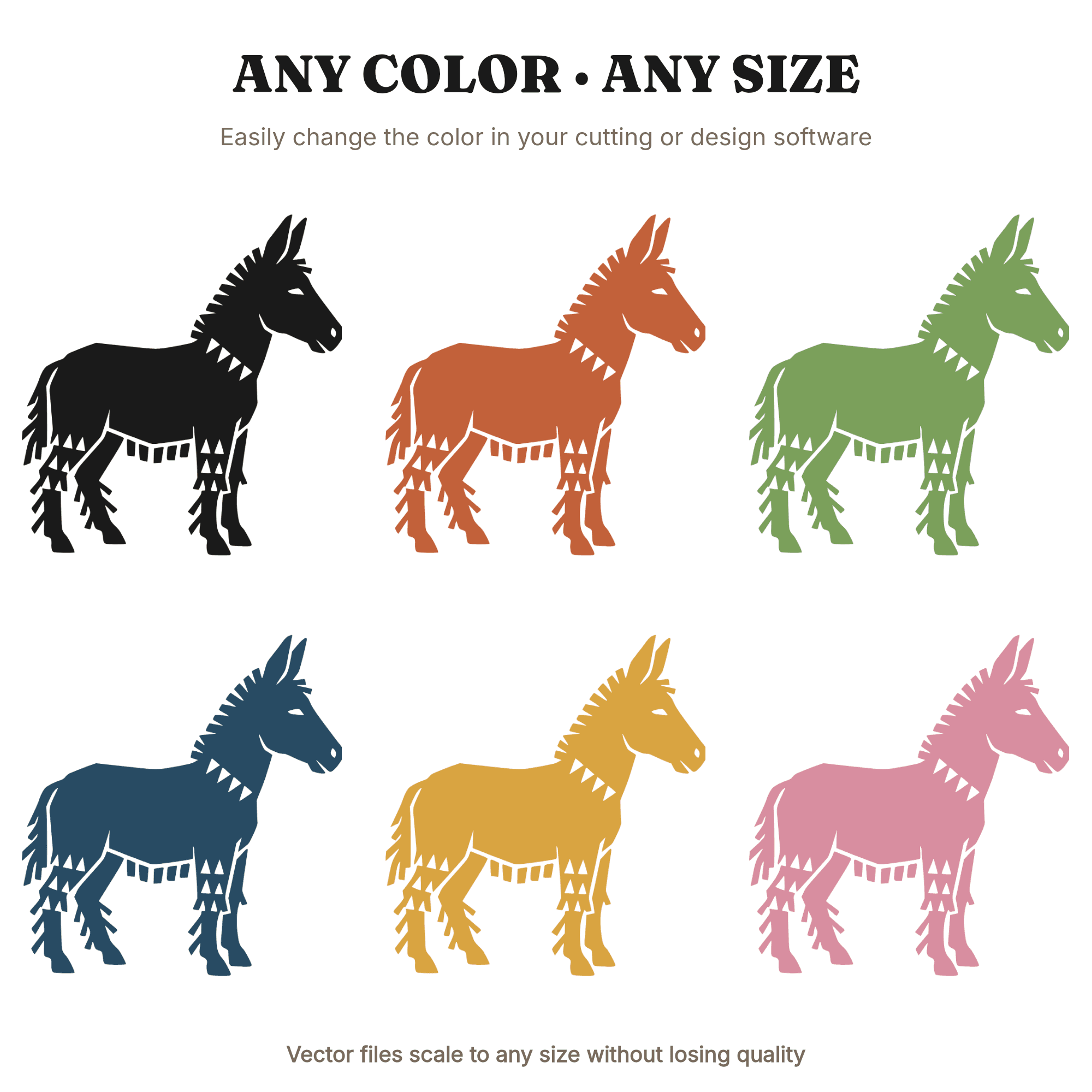 Piñata Donkey SVG PNG Mid Century Modern Geometric Party Decor Cut File Retro Festive Design, view 2